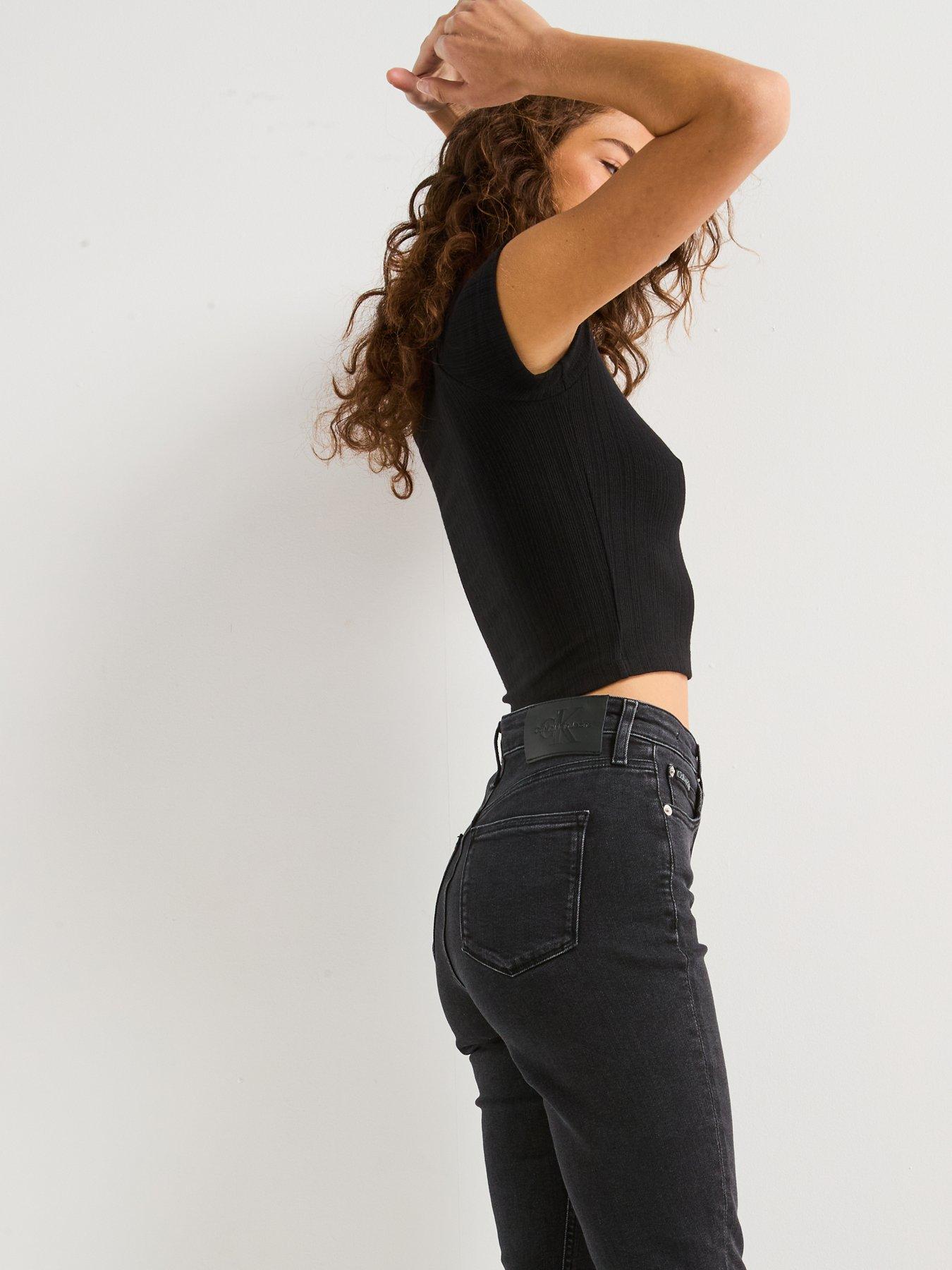 Image 5 of 6 of Calvin Klein Jeans Ribbed Mock Neck Top - Black