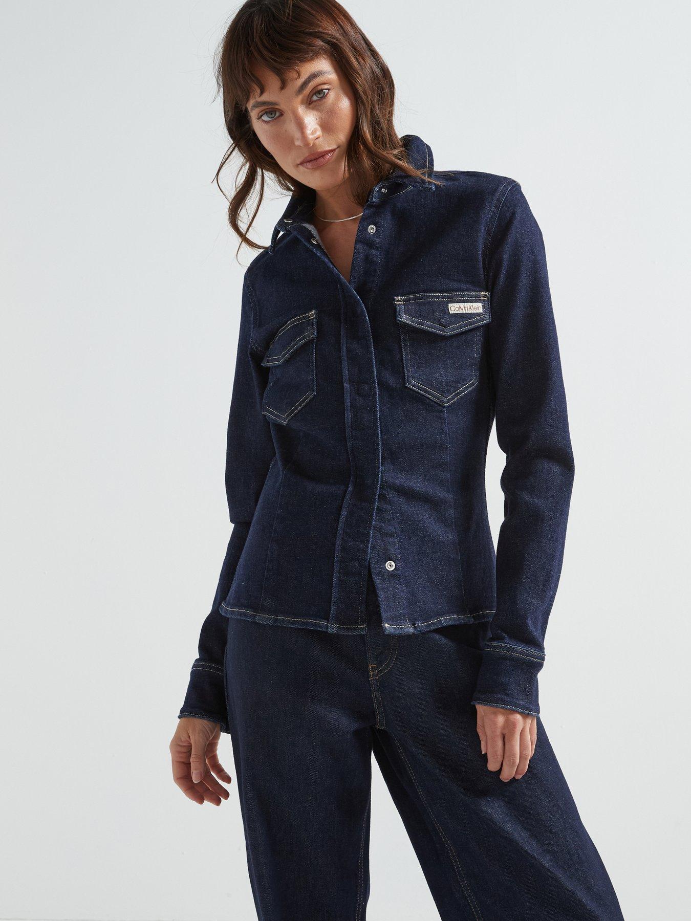 undefined Slim Fit Denim Shirt - Navy