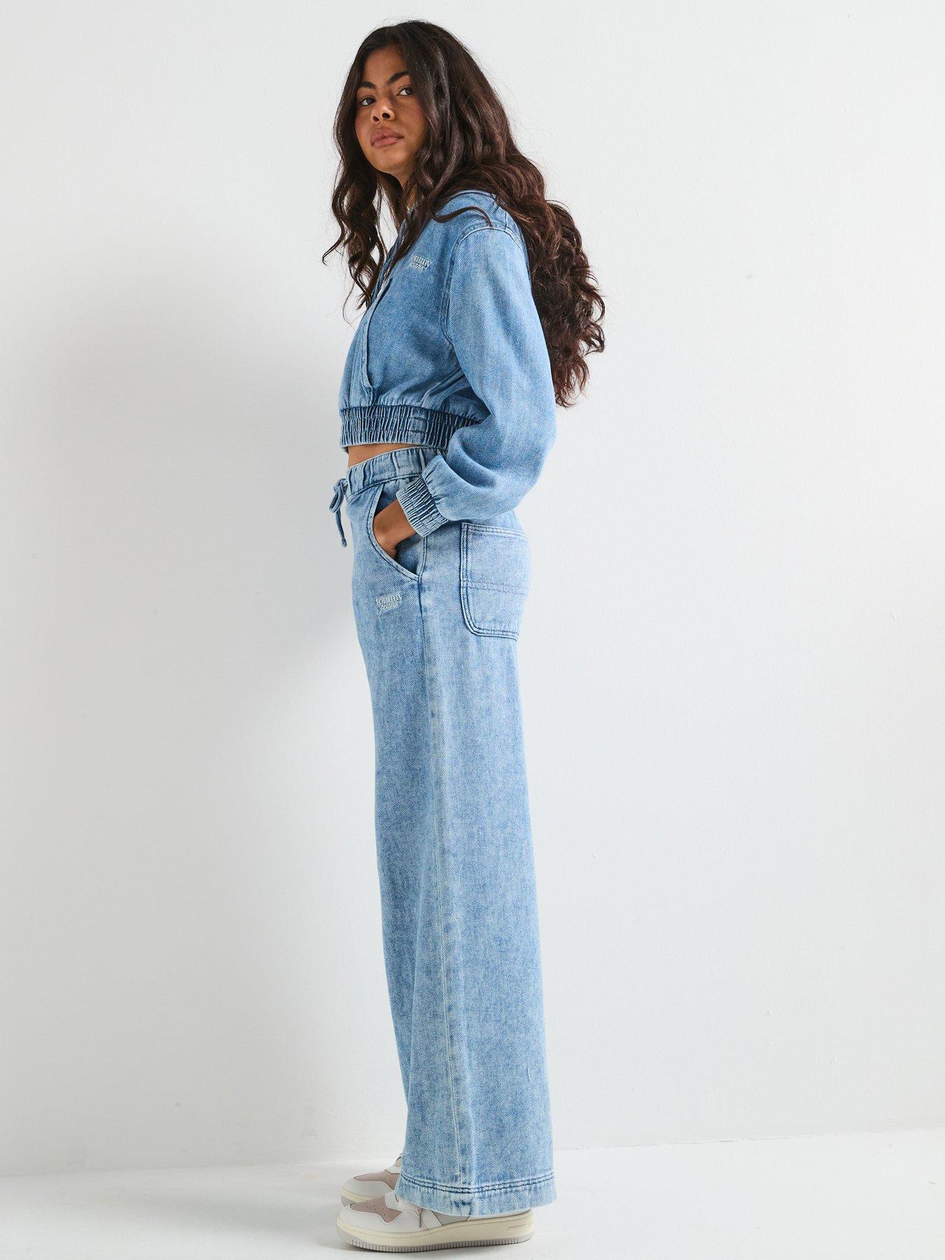 undefined Wide Leg Drawstring Trouser - Navy