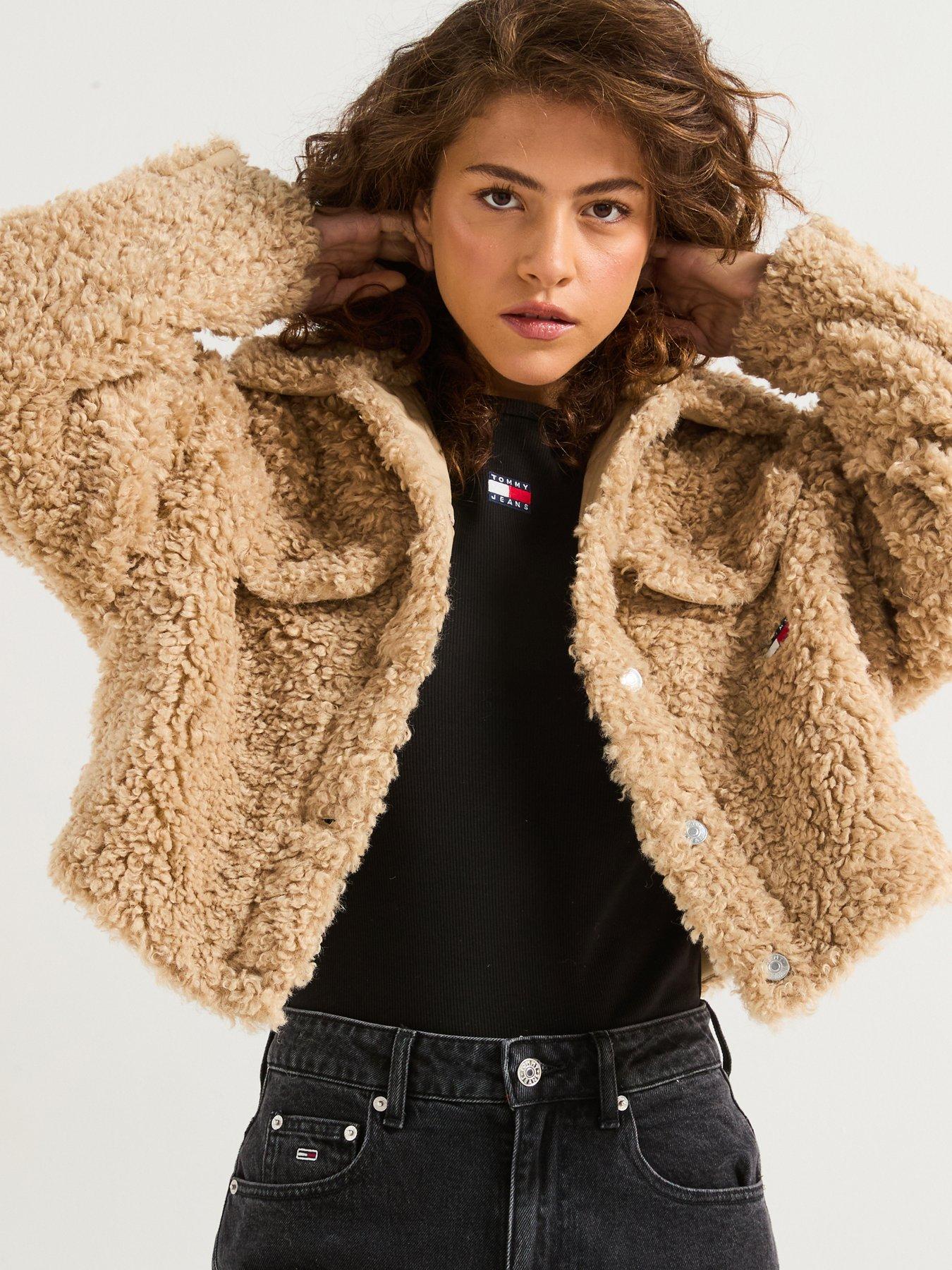 Tommy Jeans Faux Shearling Trucker Jacket - Beige