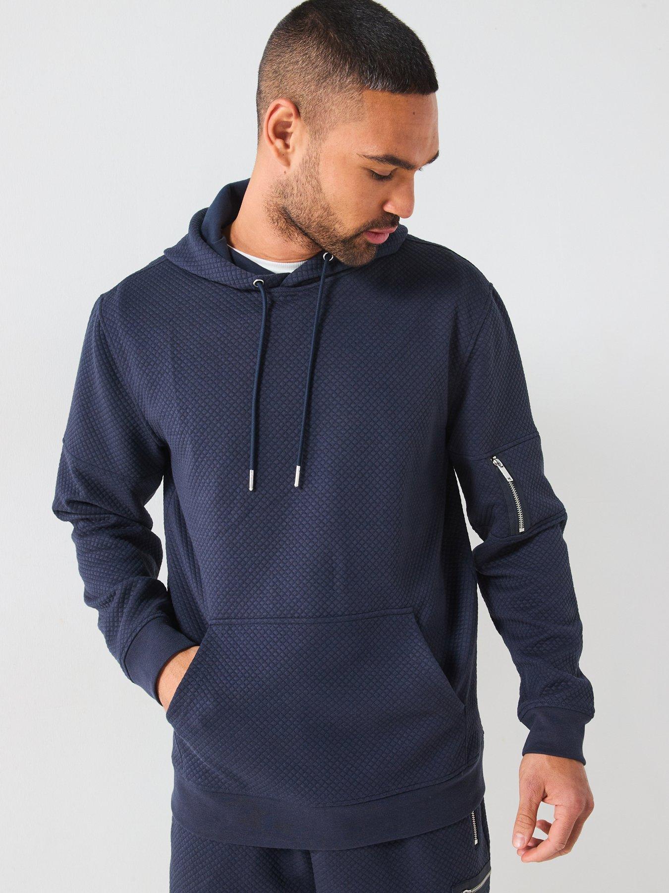 undefined Textured Hoody With Arm Pocket - Navy