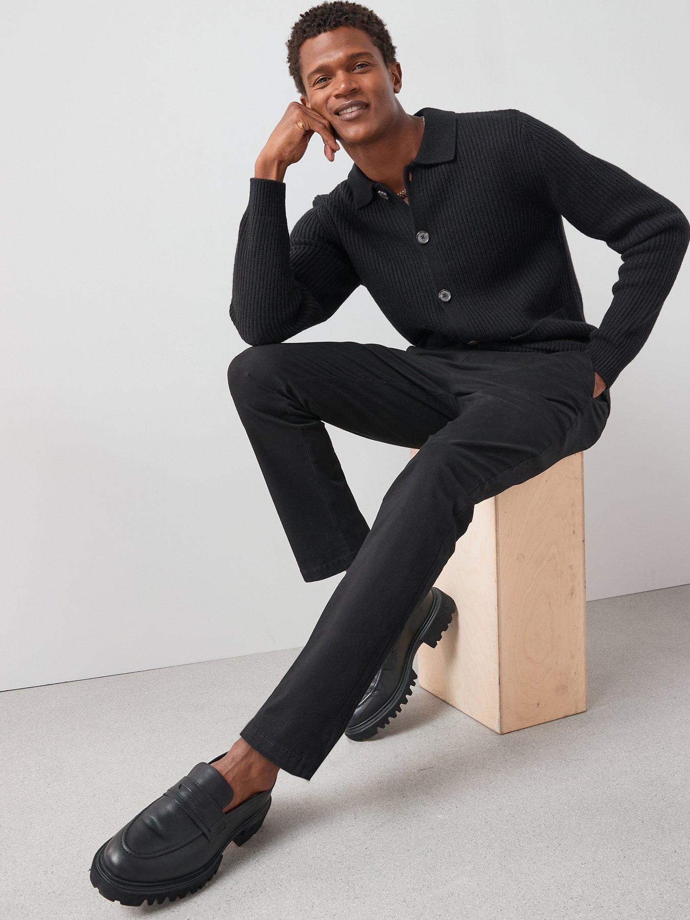 The Very Collection Cotton Rich Slim Stretch Chino Trousers - Black