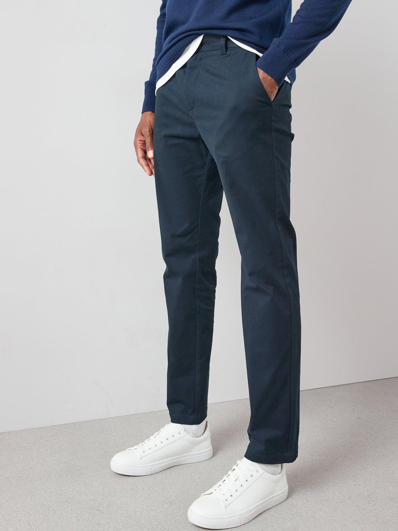 The Very Collection Cotton Rich Slim Stretch Chino Trousers - Navy