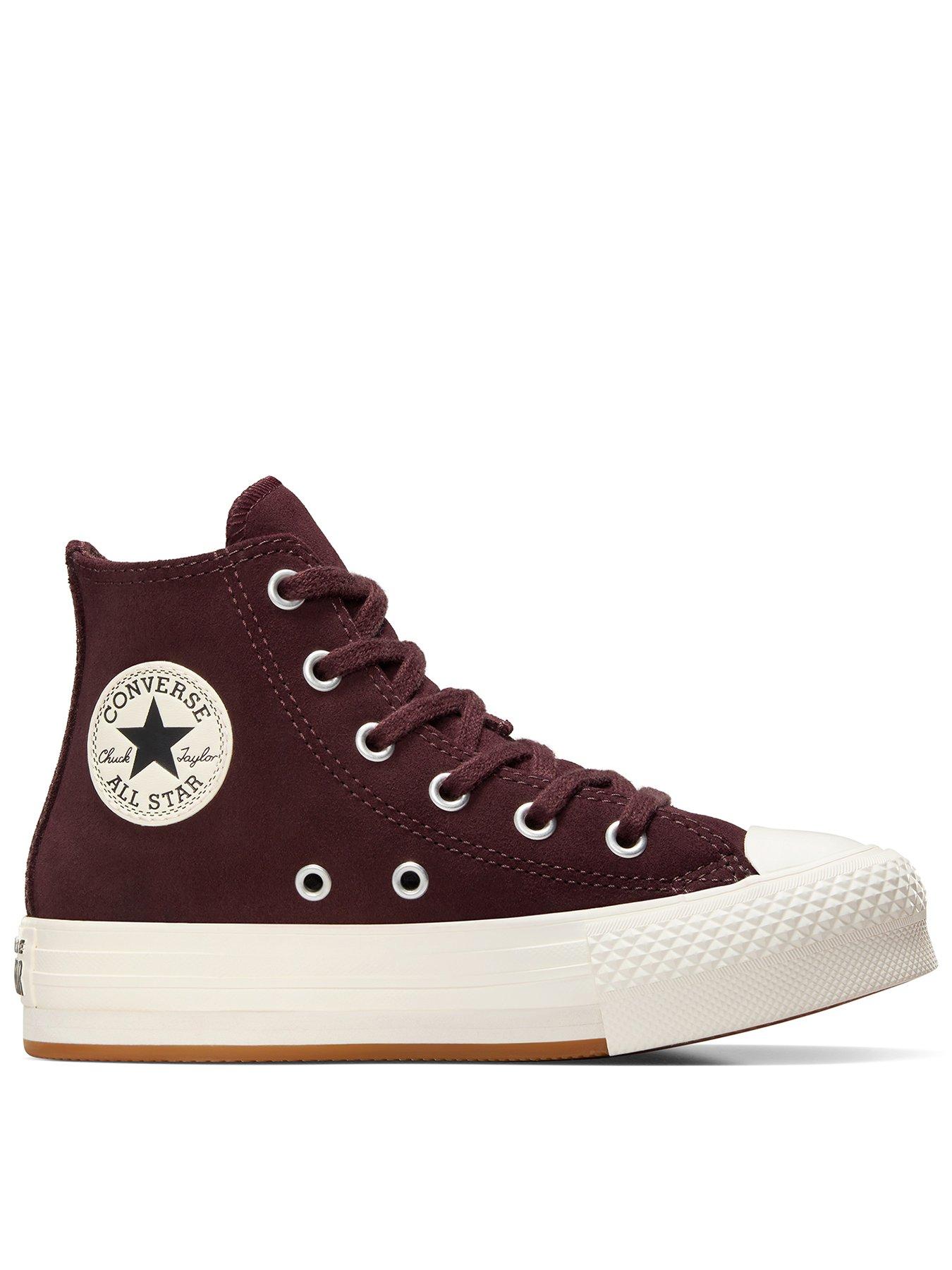 Converse Kids Girls Eva Leather Lift Sport X Hoops - Dark Red, Red, Size 11 Younger