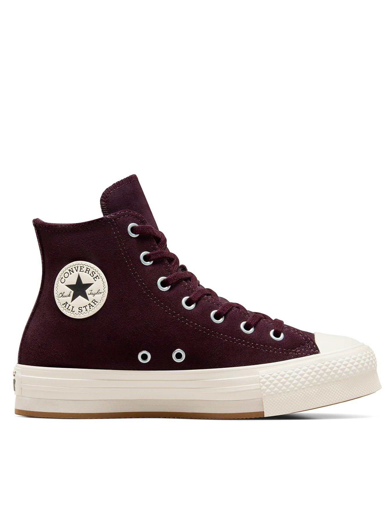 Converse Junior Girls Sport X Hoops Leather Hi Trainers Dark Red Very