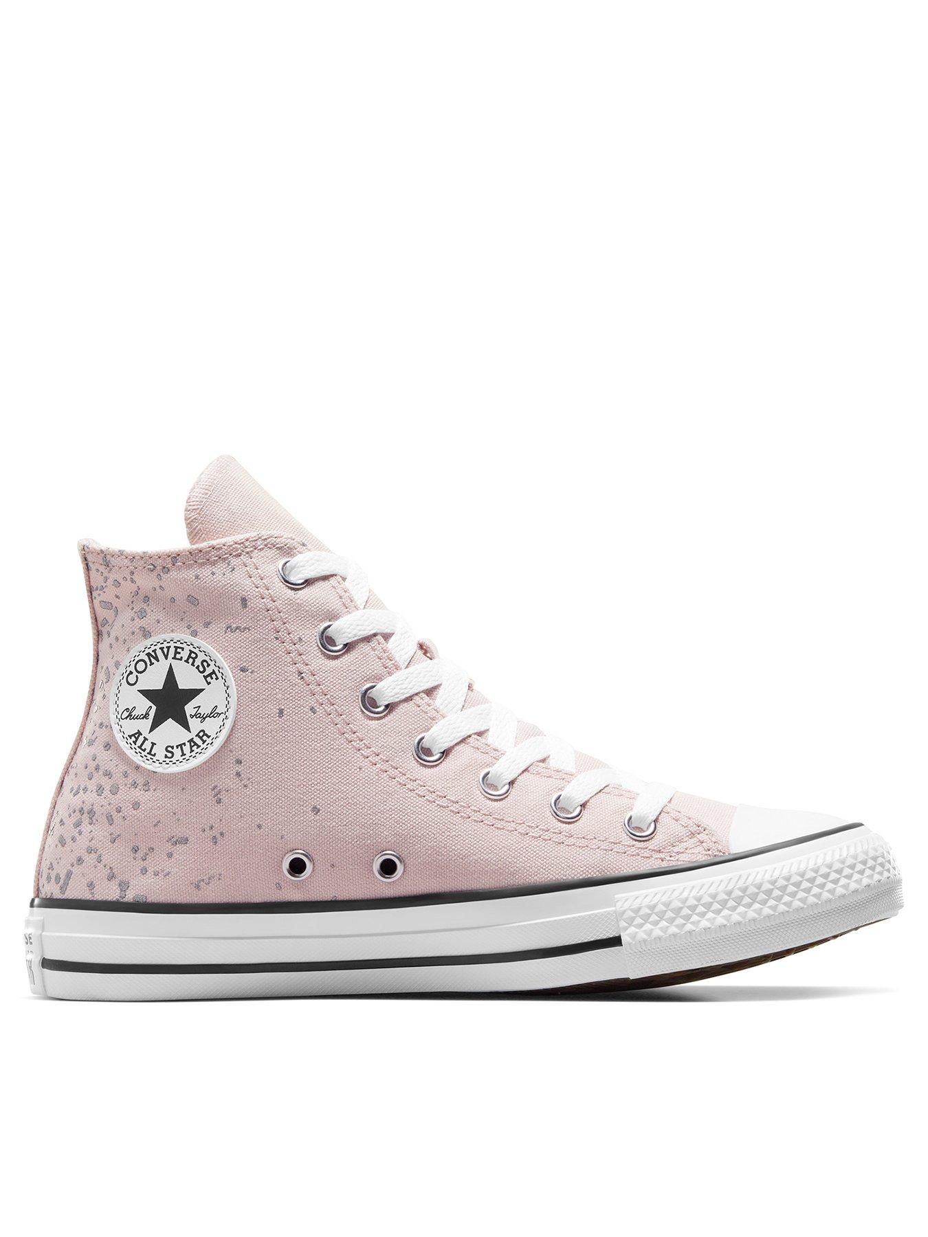 Converse Junior Girls Glitz And Gleam Canvas Hi Trainers Light Pink Very