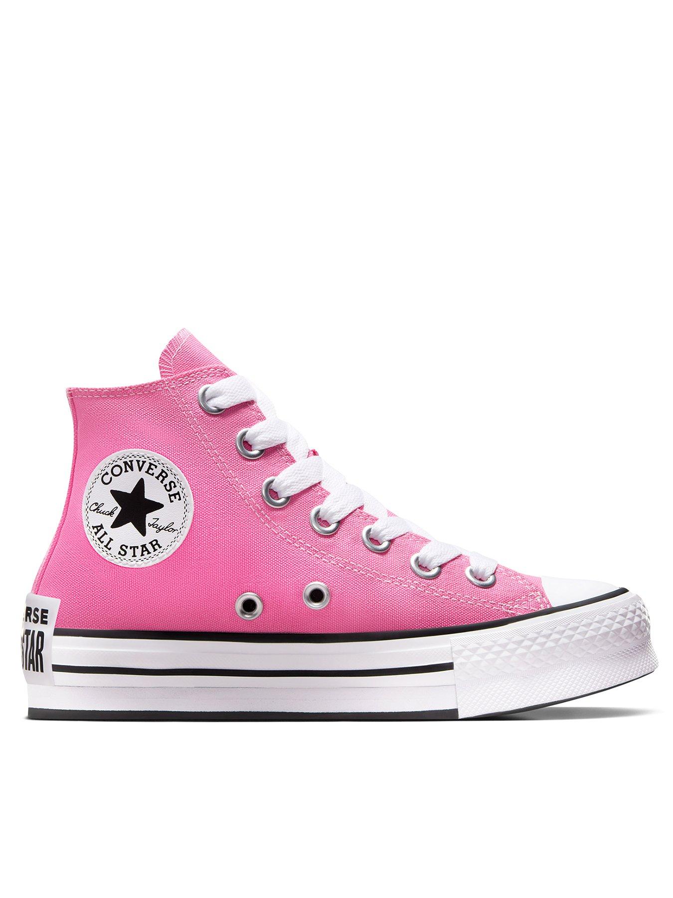 converse junior girls sketch canvas hi trainers - pink