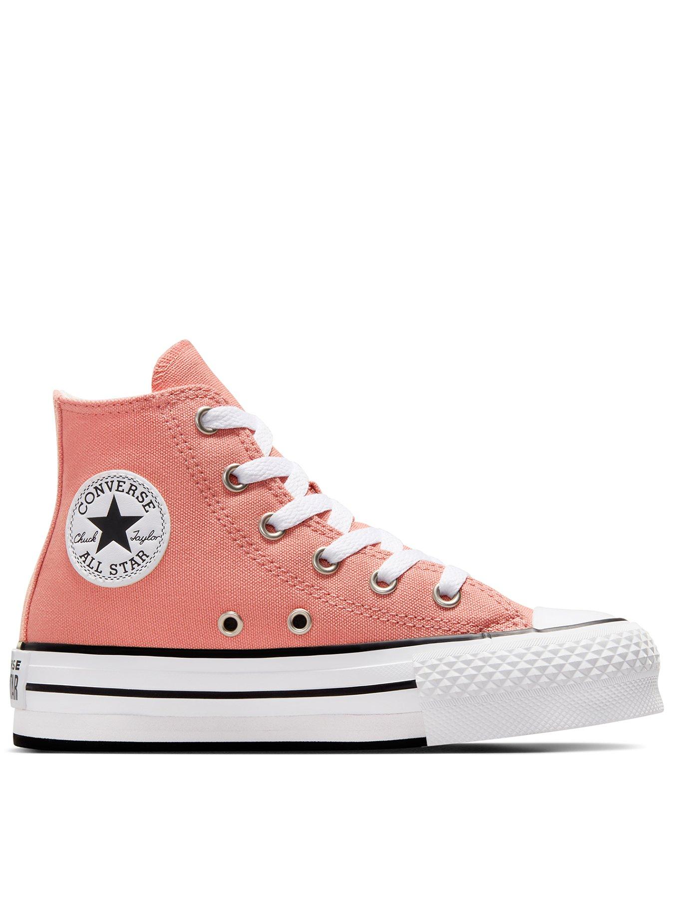 Pink leather converse kids online