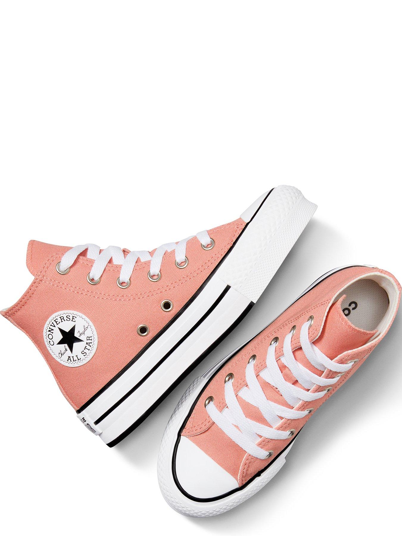 Kids Girls Seasonal Color Canvas Hi Trainers Light Orange