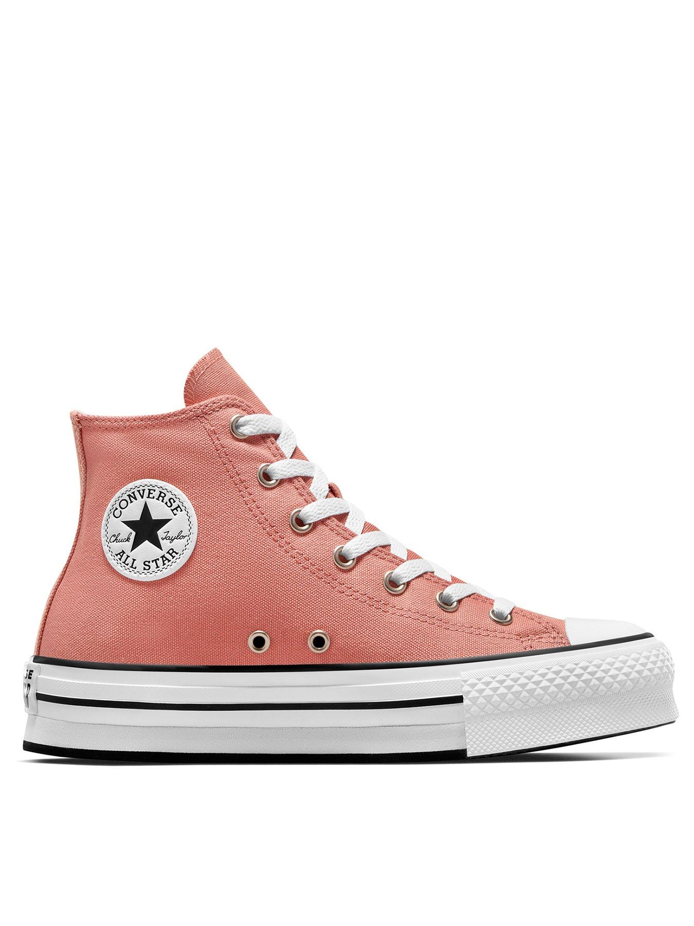 Converse Junior Girls Seasonal Colour Canvas Hi Trainers Light Orange Very