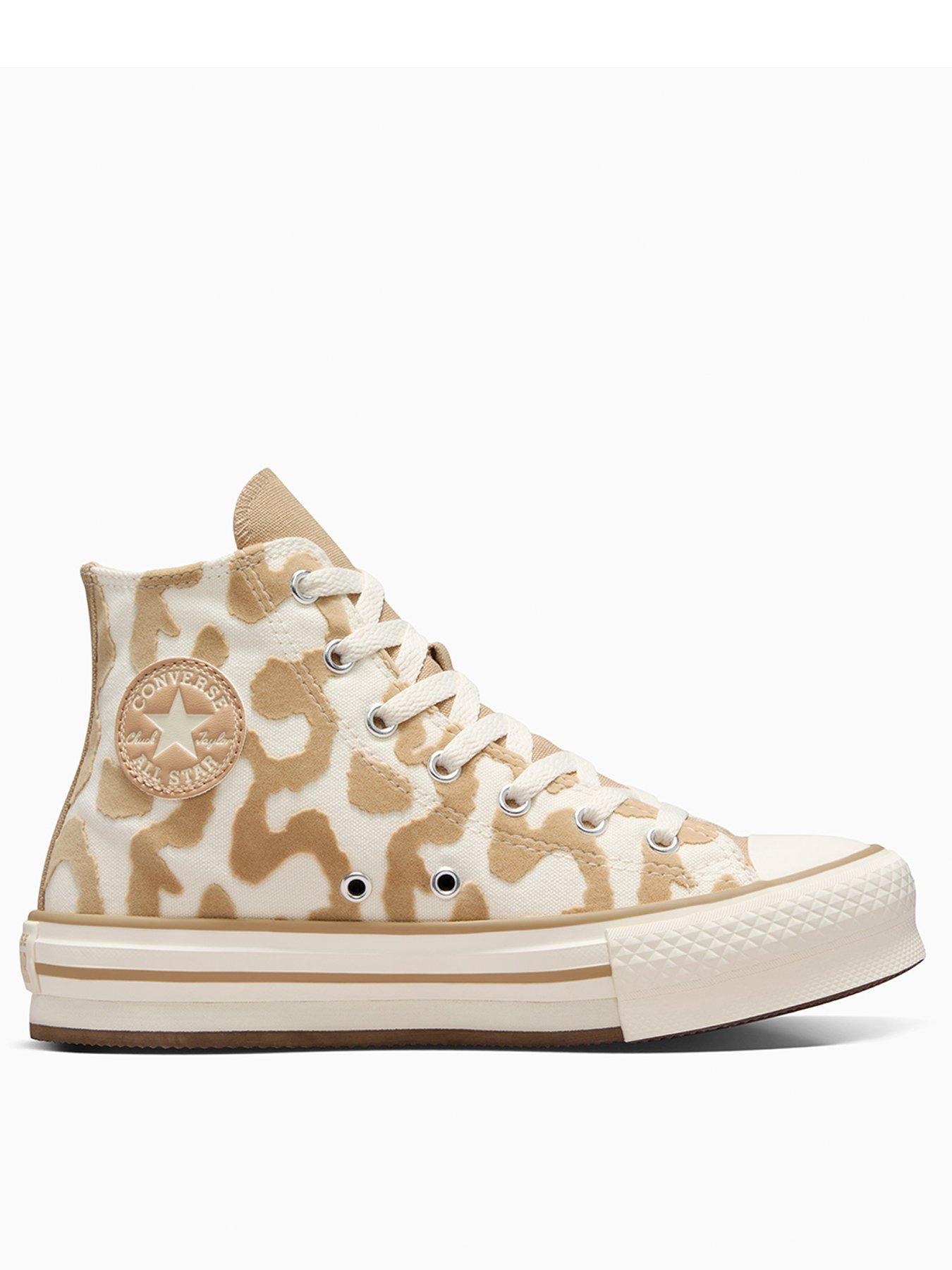 Converse Junior Lavish Leopard Chuck Taylor All Star Eva Lift Trainers, White, Size 5.5 Older