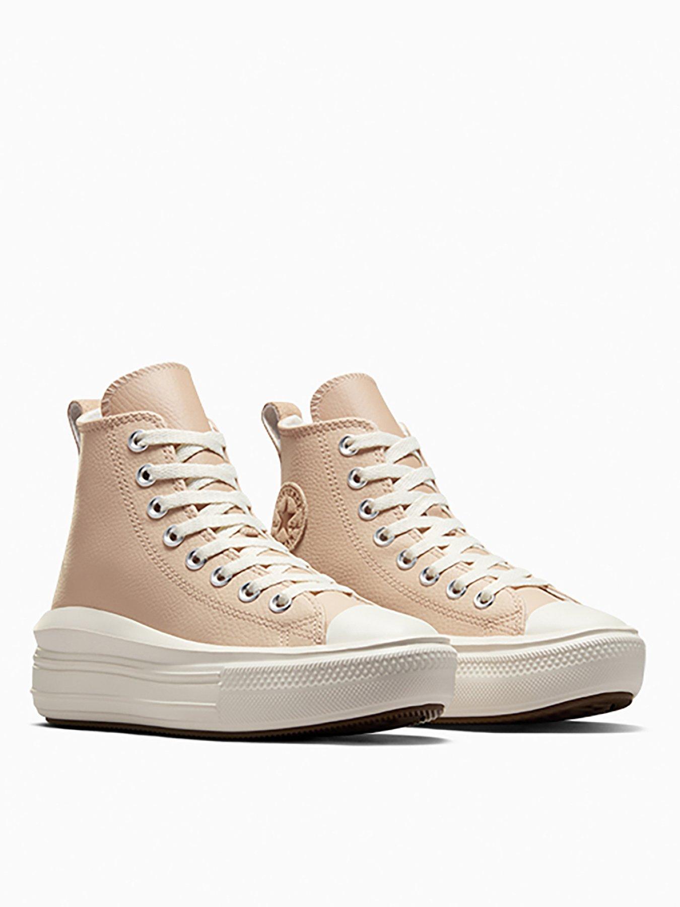 Image 2 of 4 of Converse Junior Cozy Essentials Chuck Taylor All Star Move Hi Top Trainers - Beige