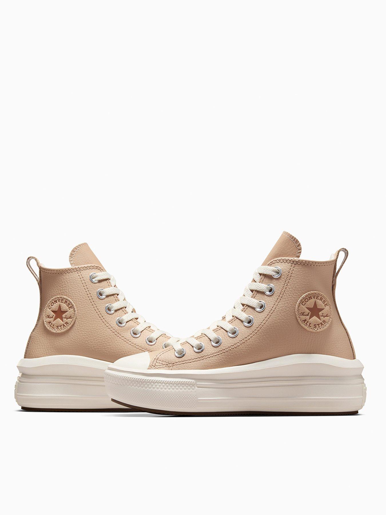 Image 3 of 4 of Converse Junior Cozy Essentials Chuck Taylor All Star Move Hi Top Trainers - Beige