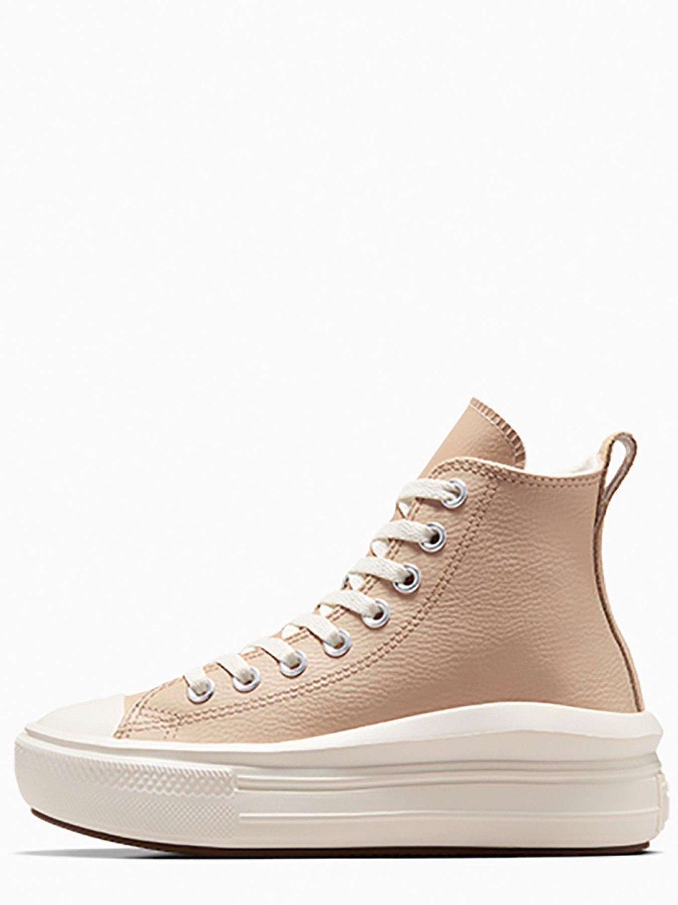 Image 4 of 4 of Converse Junior Cozy Essentials Chuck Taylor All Star Move Hi Top Trainers - Beige