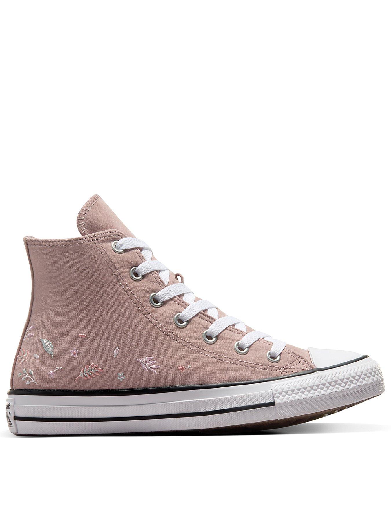 Converse Junior Girls Fall Florals Polyester Hi Trainers Grey Very