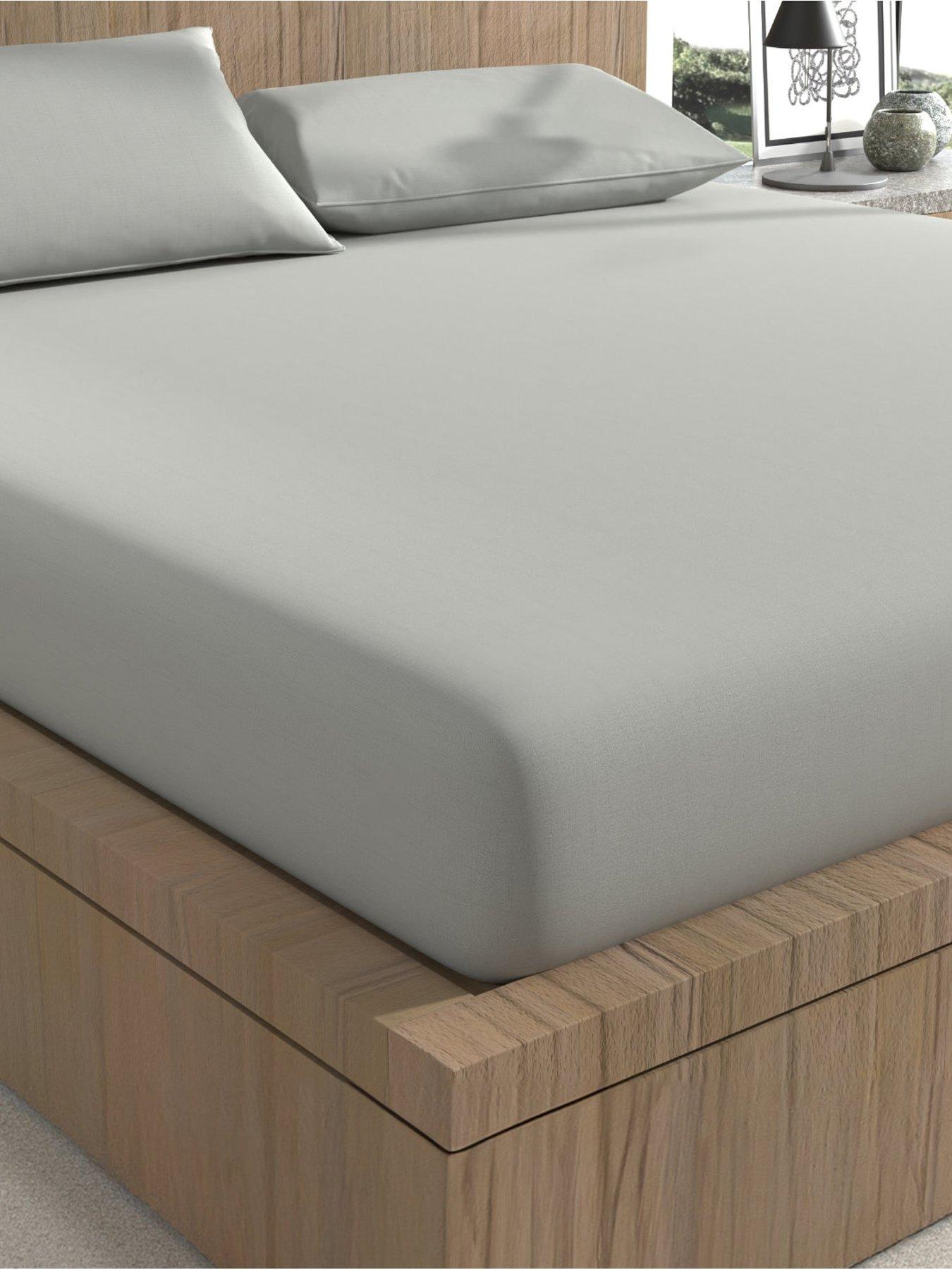 Product photograph of Panda London Panda Earth Bamboo Amp French Linen Fitted Sheet - Grey from very.co.uk