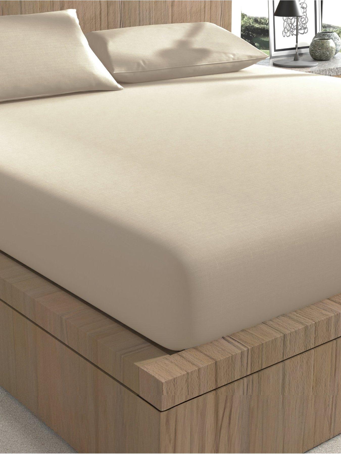 Image 1 of 5 of Panda London Bamboo &amp; French Linen Fitted Sheet - Natural