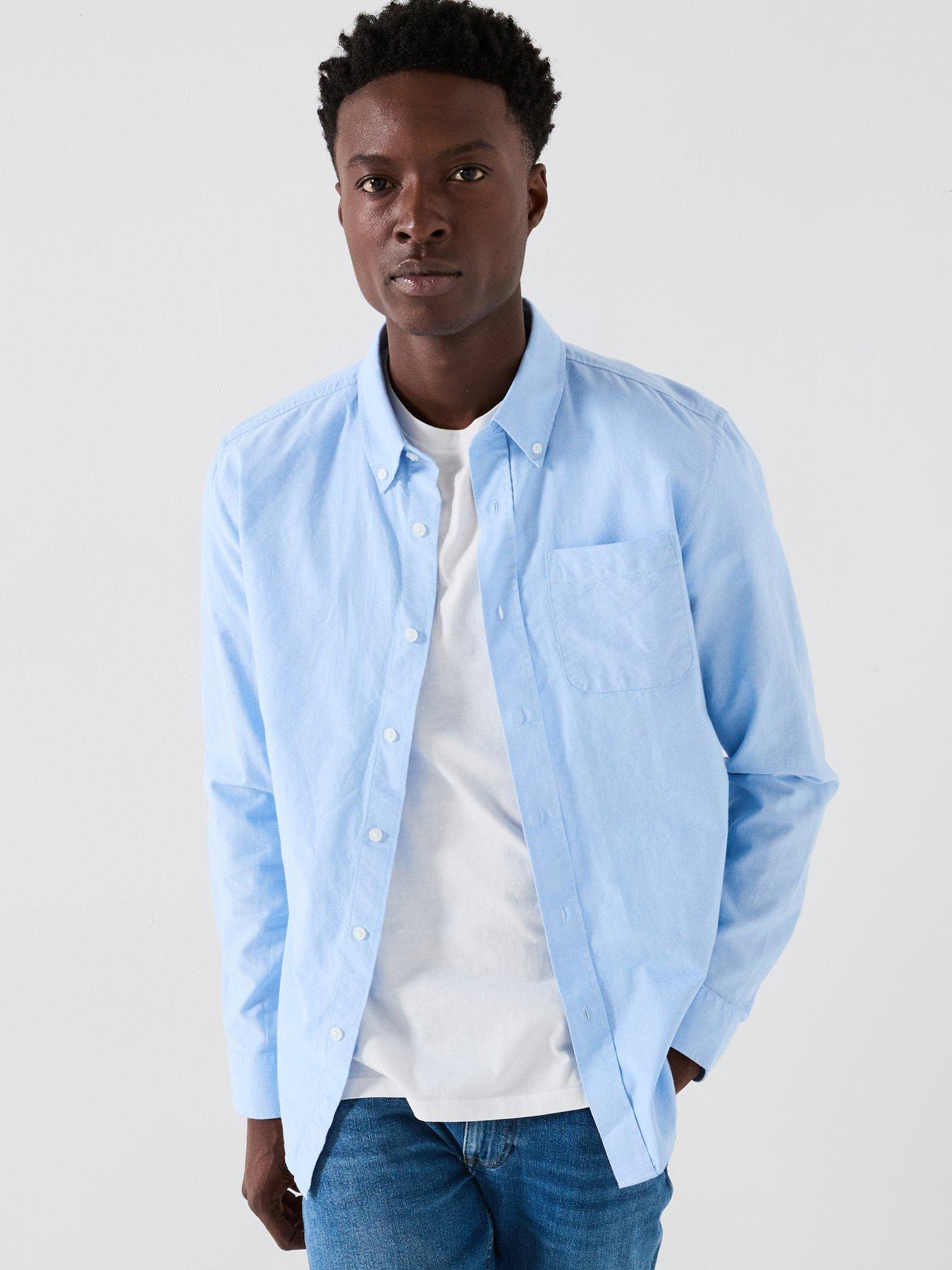 undefined Long Sleeve Button Down Oxford Shirt - Blue