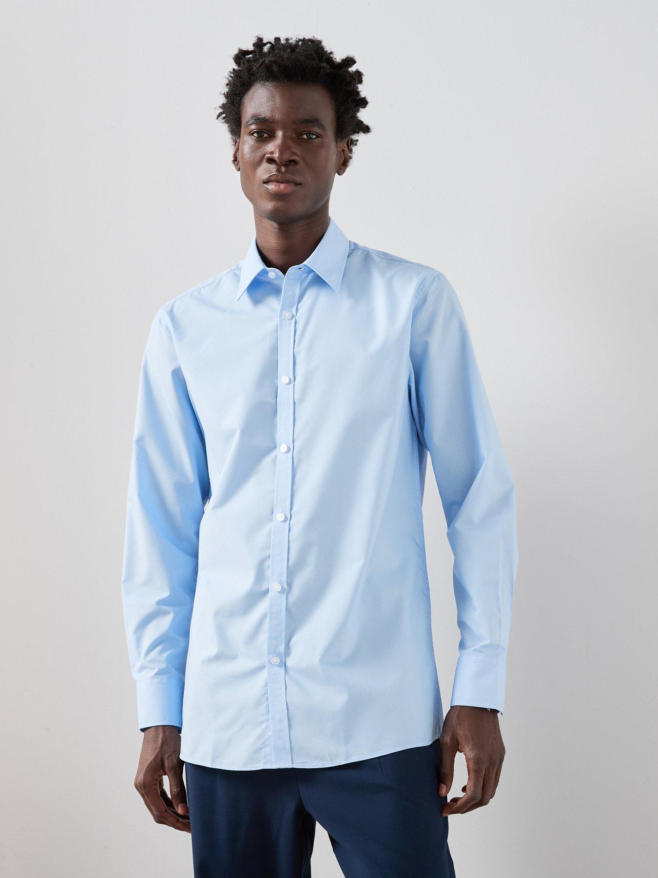 The Very Collection Long Sleeve Regular Fit Easy Care Smart Shirt - Light Blue
