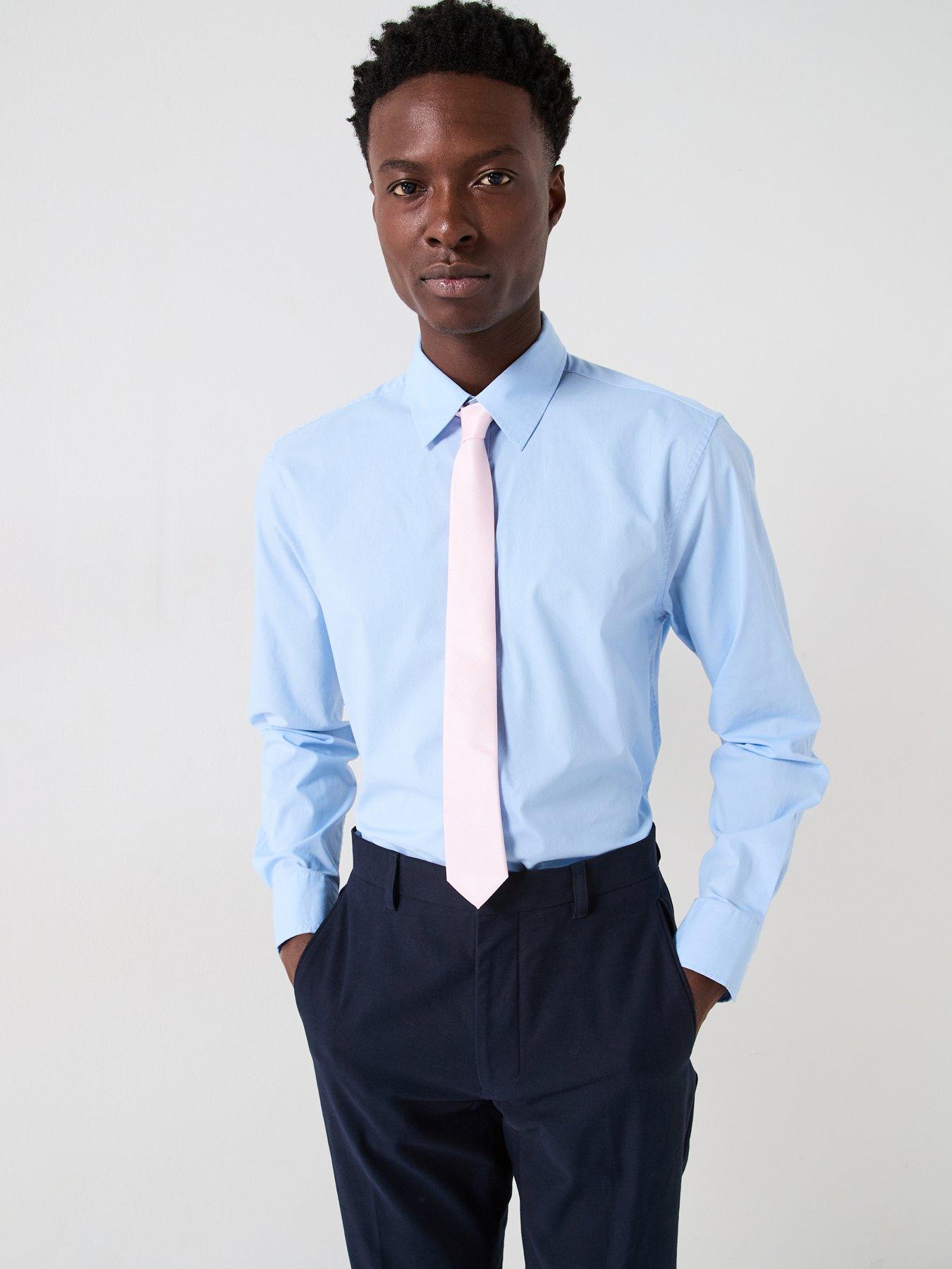 Image 1 of 6 of Very Man Long Sleeve Regular Fit Easy Care Smart Shirt - Light Blue