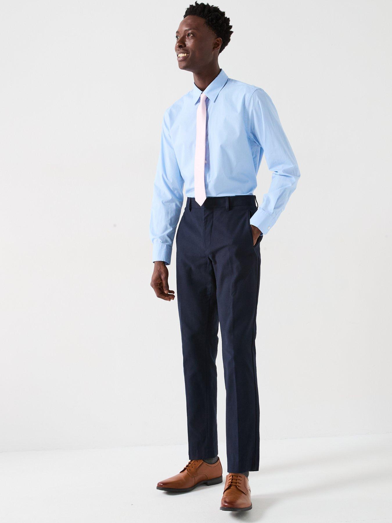 Image 3 of 6 of Very Man Long Sleeve Regular Fit Easy Care Smart Shirt - Light Blue