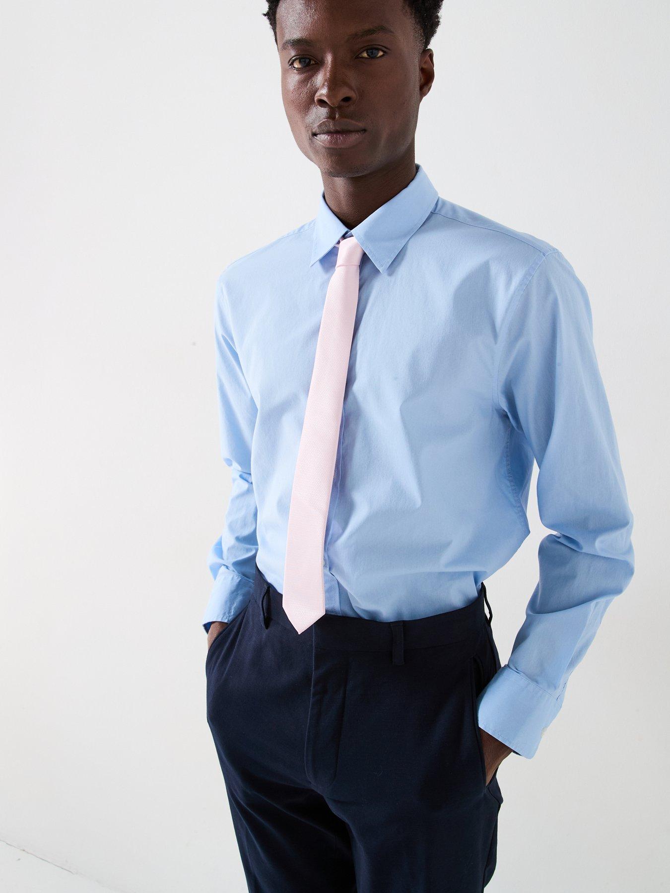 Image 6 of 6 of Very Man Long Sleeve Regular Fit Easy Care Smart Shirt - Light Blue