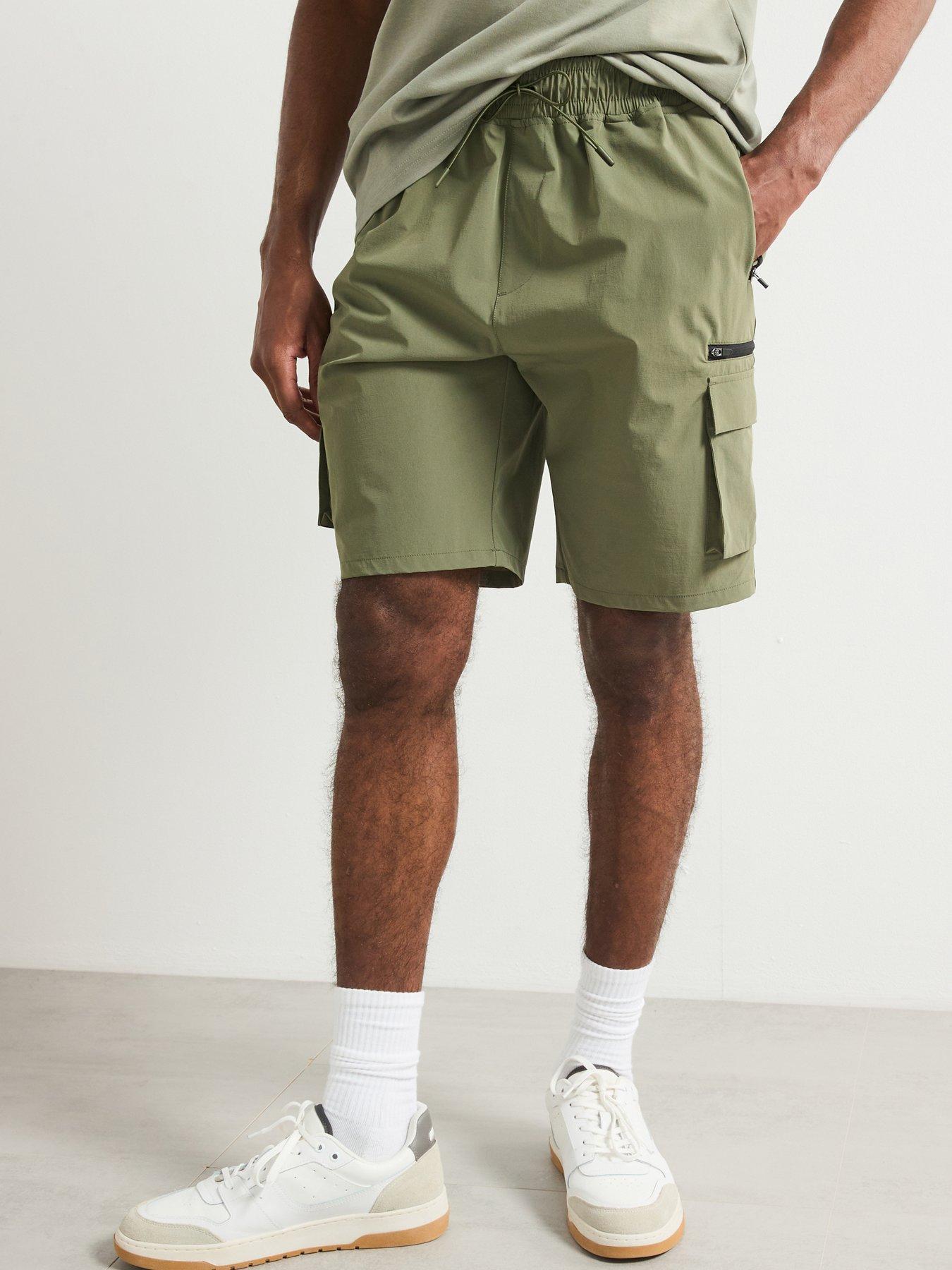 undefined Zip Pocket Tech Cargo Shorts - Dark Khaki