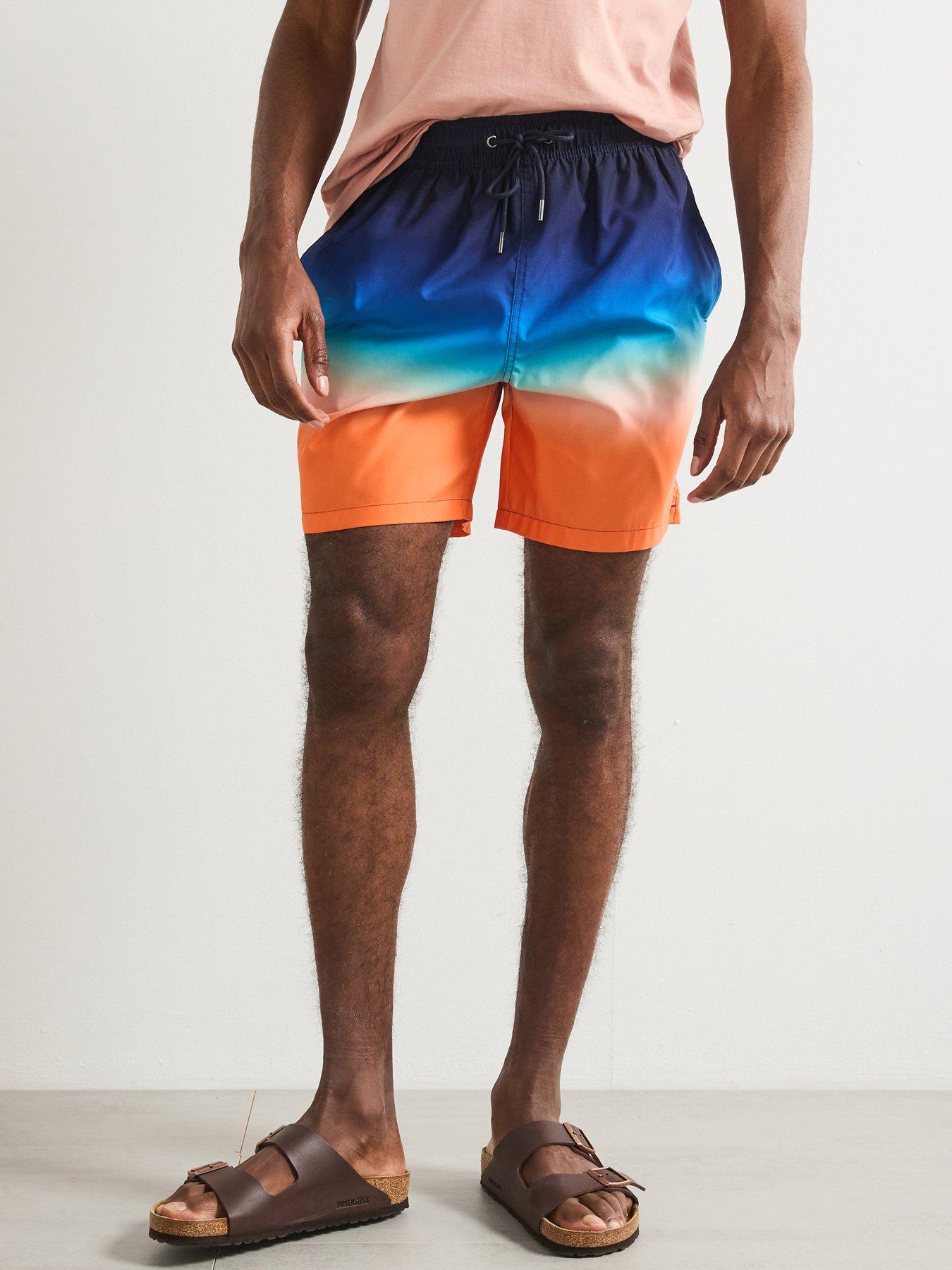 undefined Ombre Printed Swim Shorts - Navy/Coral
