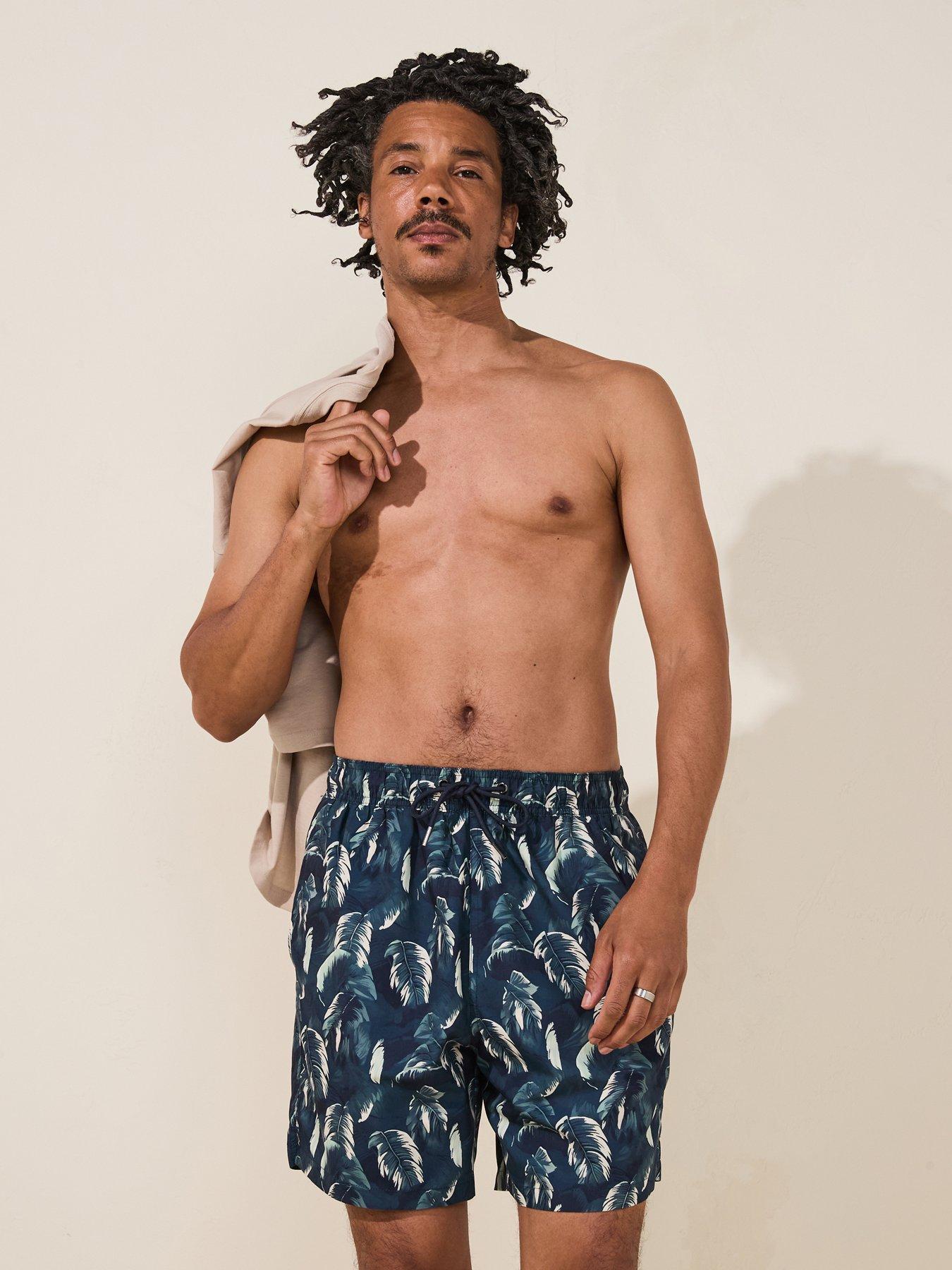 Image 4 of 6 of Very Man Palm Leaf Printed Swim Shorts - Blue