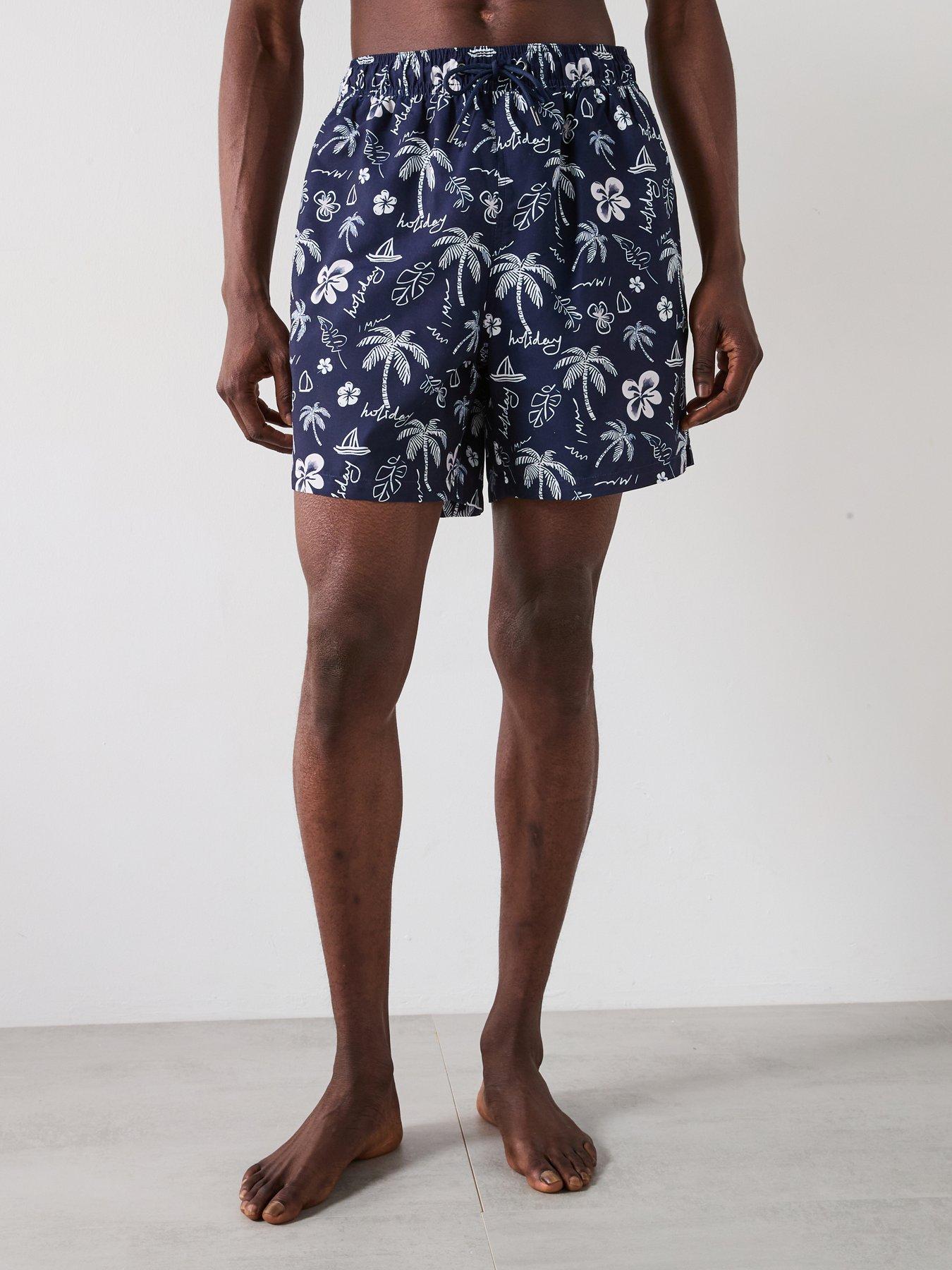 undefined Hawaiian Printed Swim Shorts - Navy