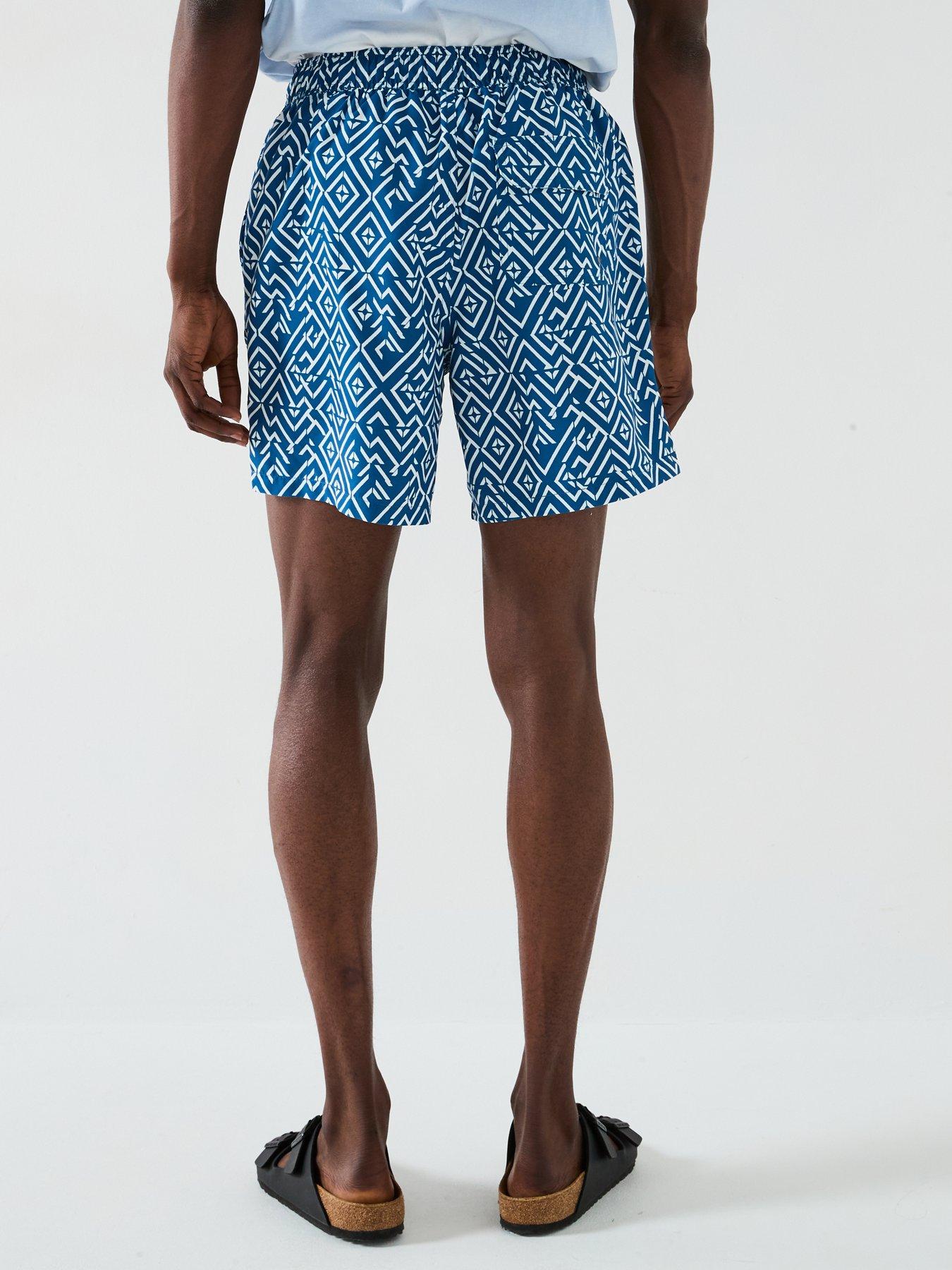 Image 2 of 6 of Very Man Geo Printed Swim Shorts - Blue