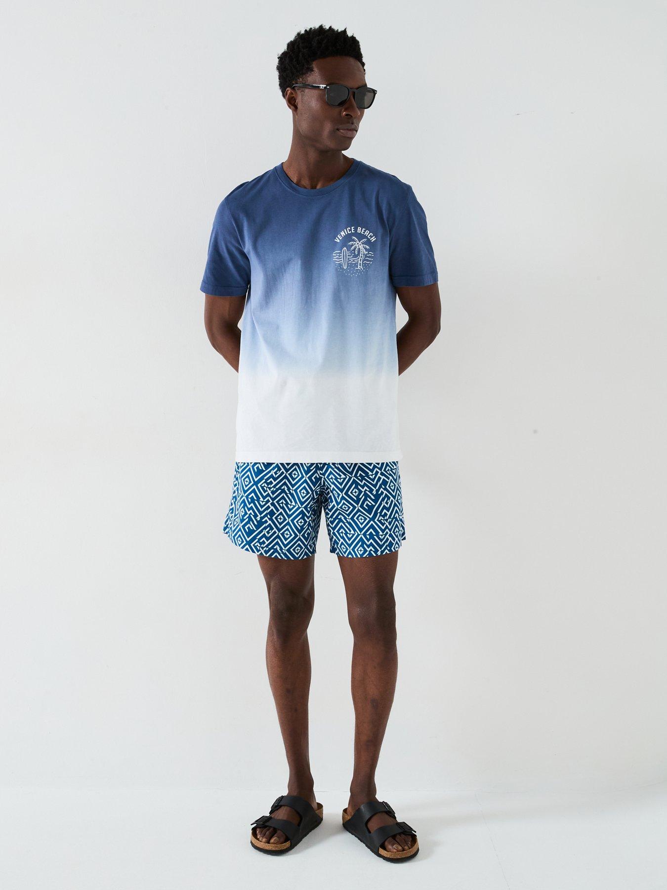 Image 3 of 6 of Very Man Geo Printed Swim Shorts - Blue