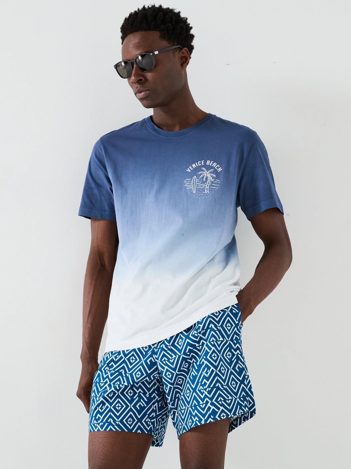 Image 4 of 6 of Very Man Geo Printed Swim Shorts - Blue