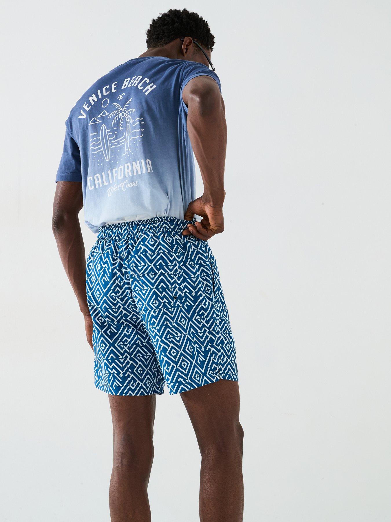 Image 5 of 6 of Very Man Geo Printed Swim Shorts - Blue