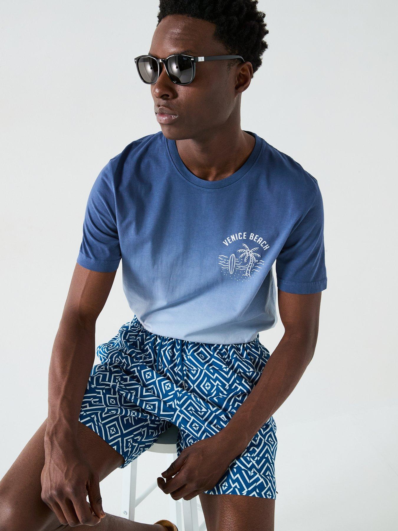 Image 6 of 6 of Very Man Geo Printed Swim Shorts - Blue