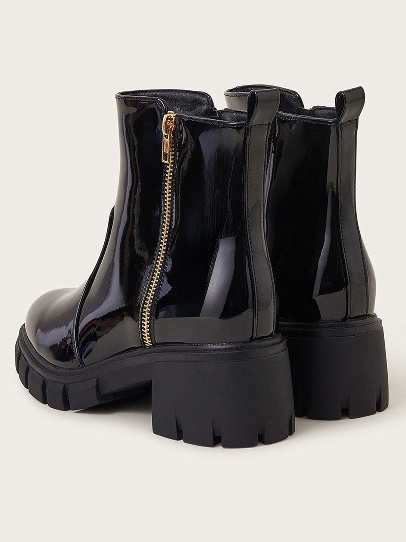 River island heeled patent military boots in black online