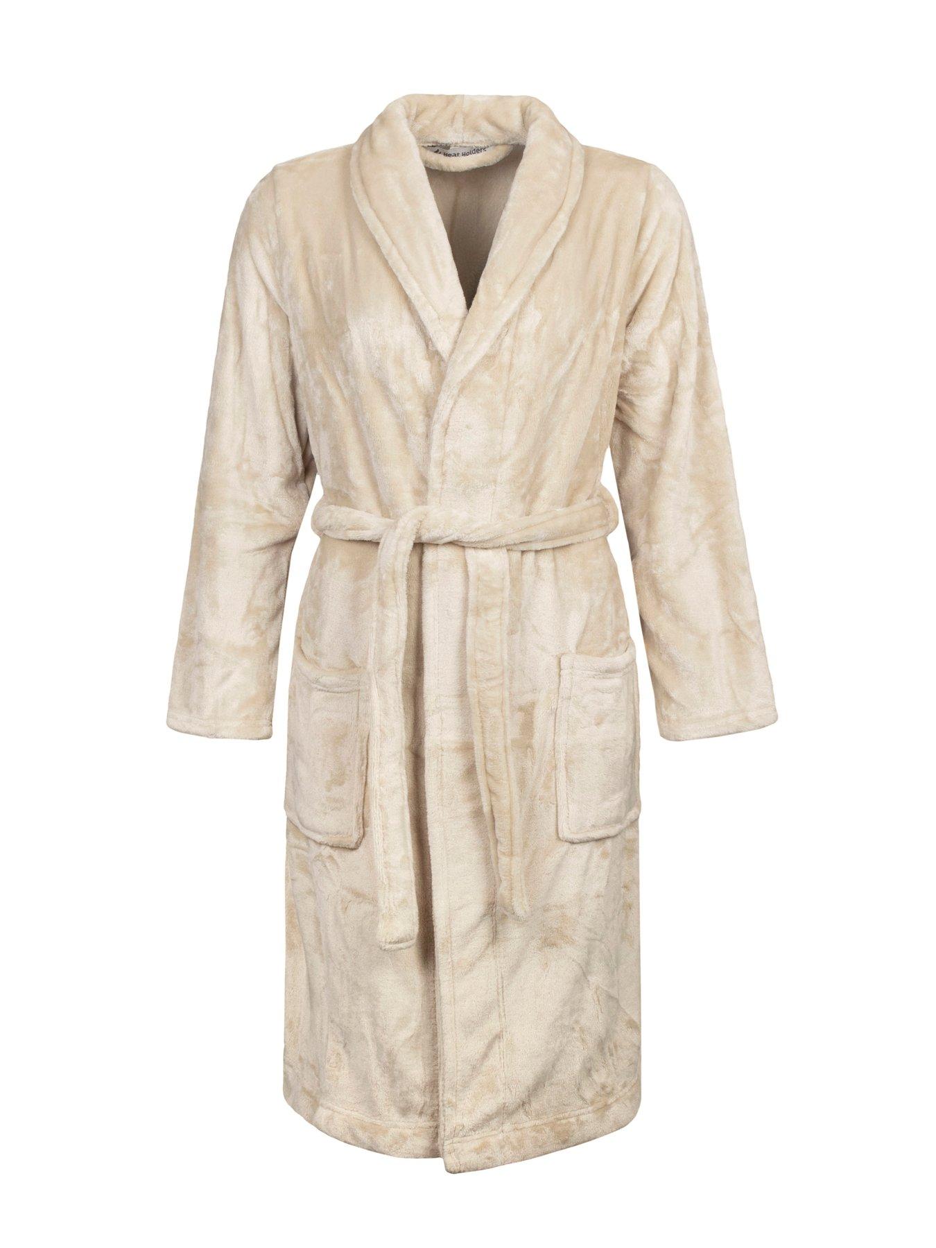 beige fluffy dressing gown Threadbare Women's Light Brown Fluffy Hooded Ladies' Dressing Gown main image 1