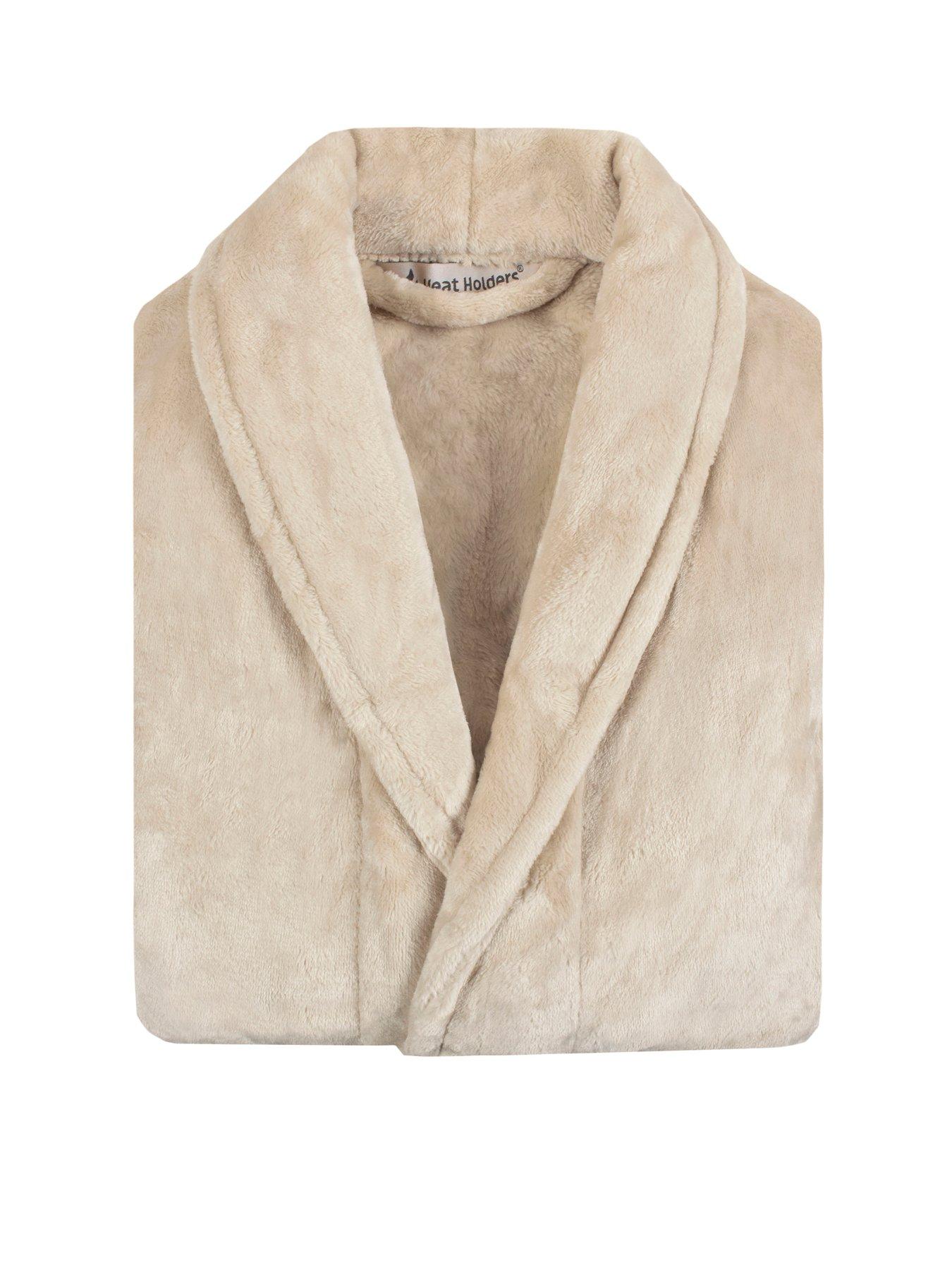 Image 2 of 2 of Heat Holders Fleece Dressing Gown - White Sand