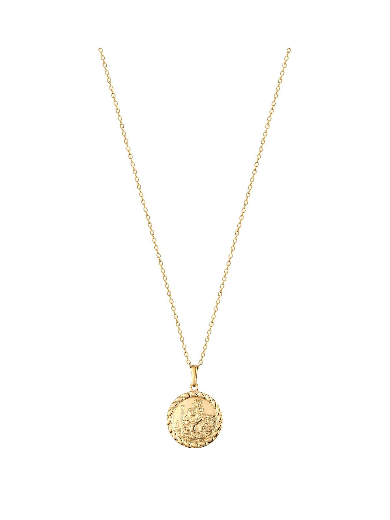 Product photograph of The Love Collection 9ct Gold St Christopher Medallion With Curb Chain from very.co.uk
