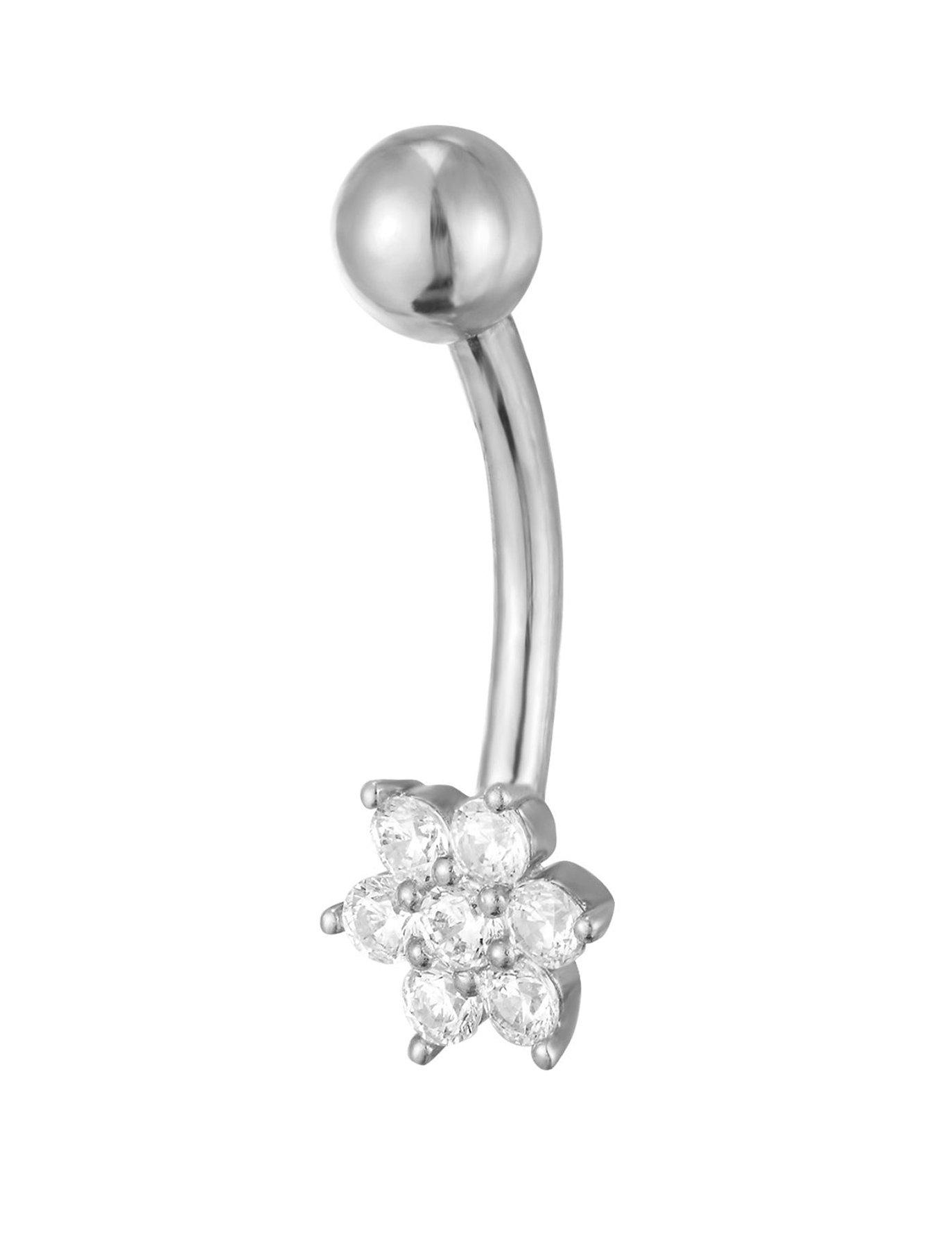 undefined Flower CZ Belly Bar