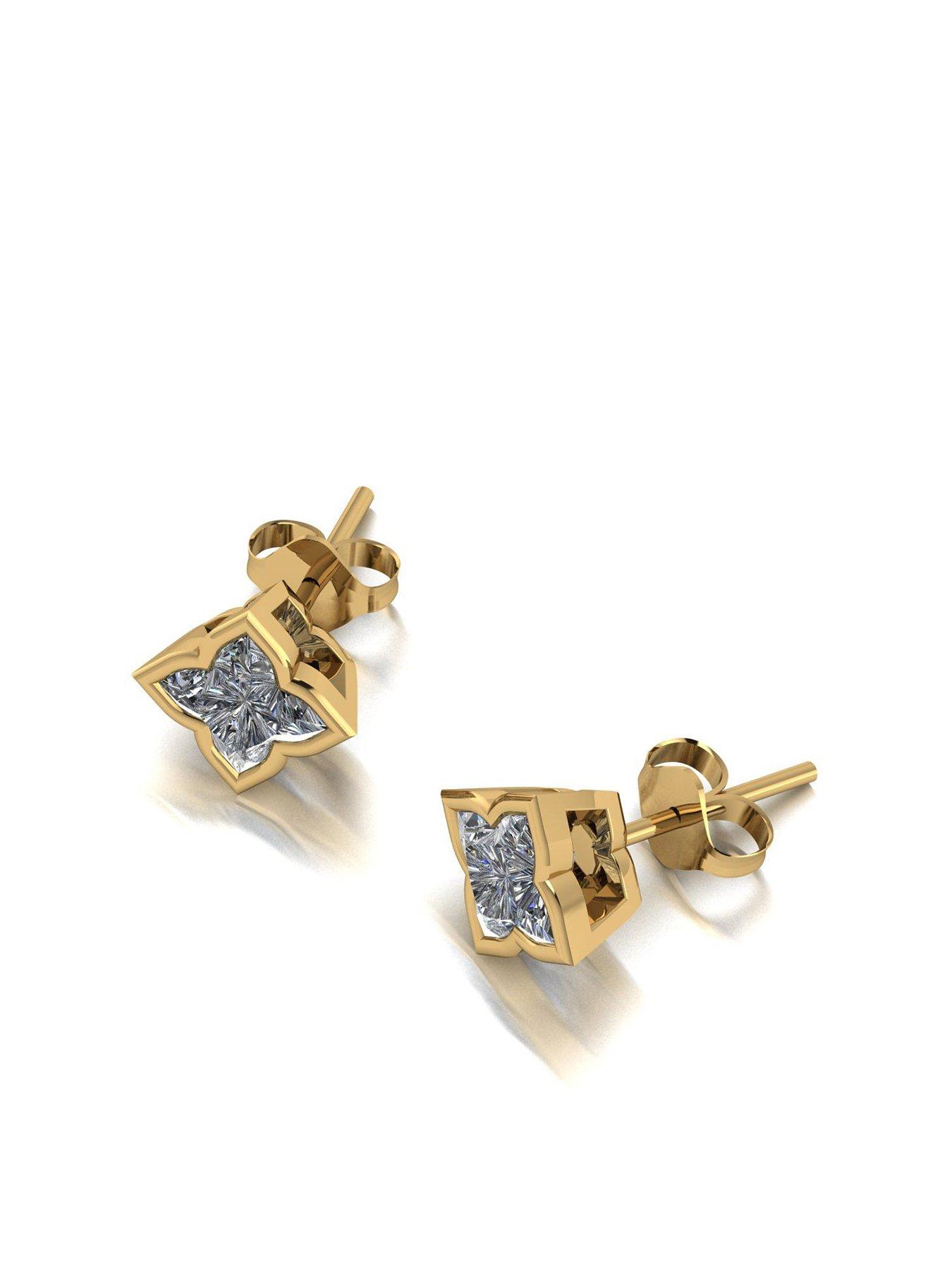 Product photograph of Starlight Moissanite 9ct Gold Fancy 1 55ct Total Starlight Earrings from very.co.uk