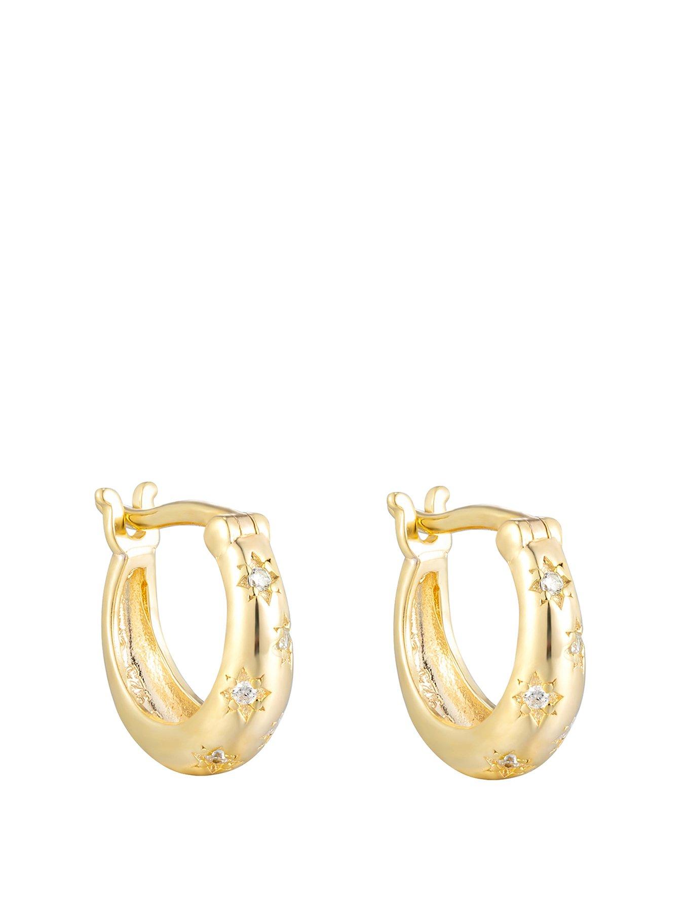 Product photograph of Seol Gold Cz Star Set Small Hoops from very.co.uk