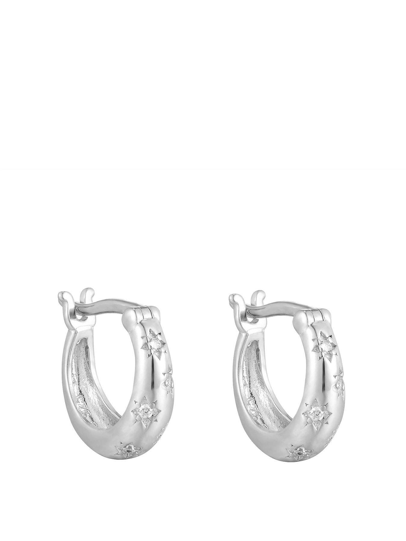 undefined CZ Star Set Small Hoops