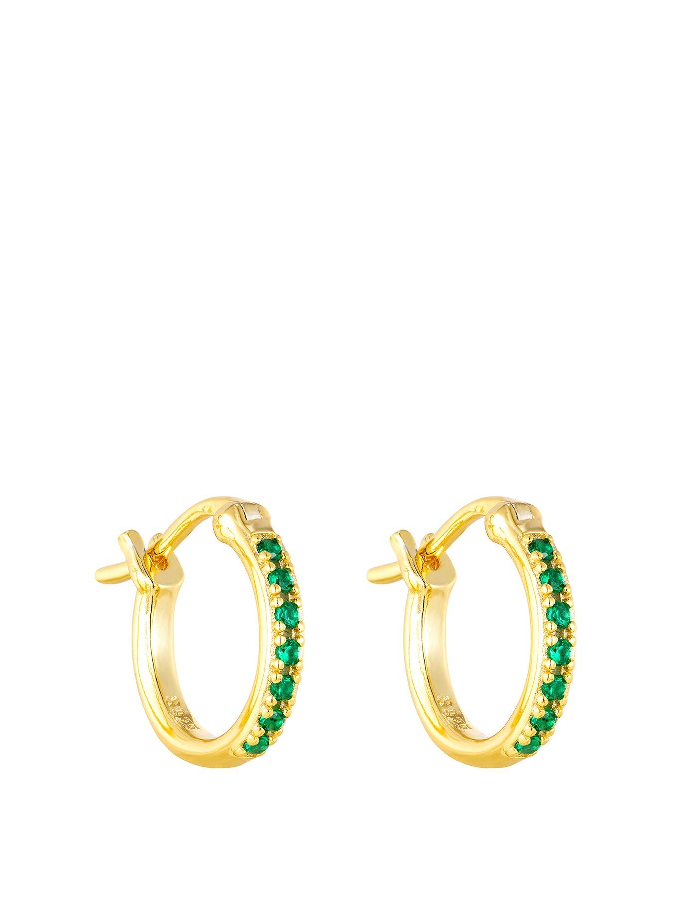 Seol + Gold Emerald Creole CZ Hoops