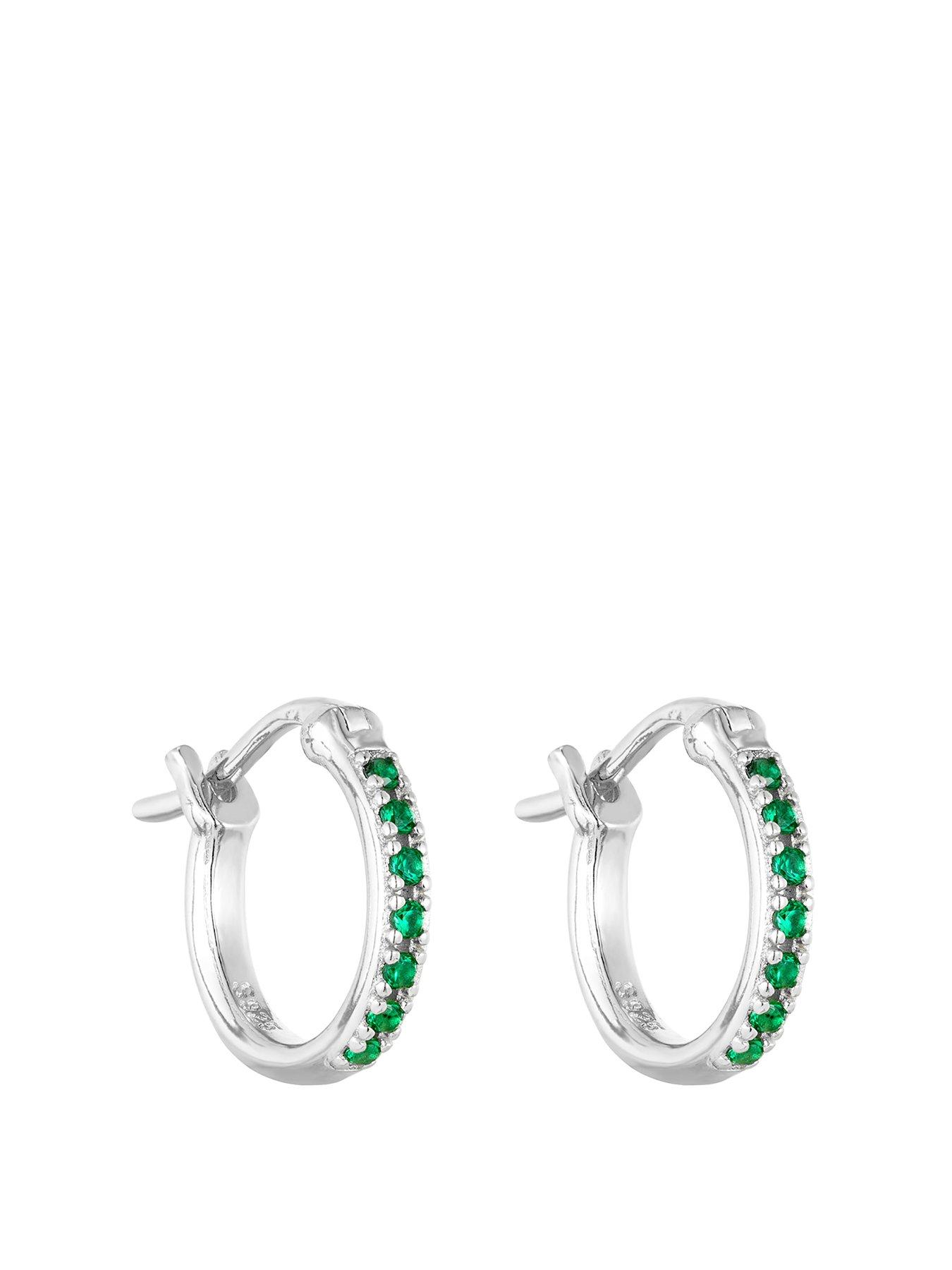 Product photograph of Seol Gold Emerald Creole Cz Hoops from very.co.uk