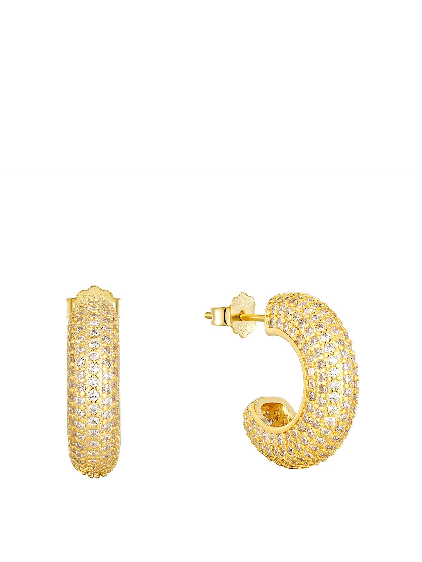 undefined CZ Pave Chunky Half Hoops