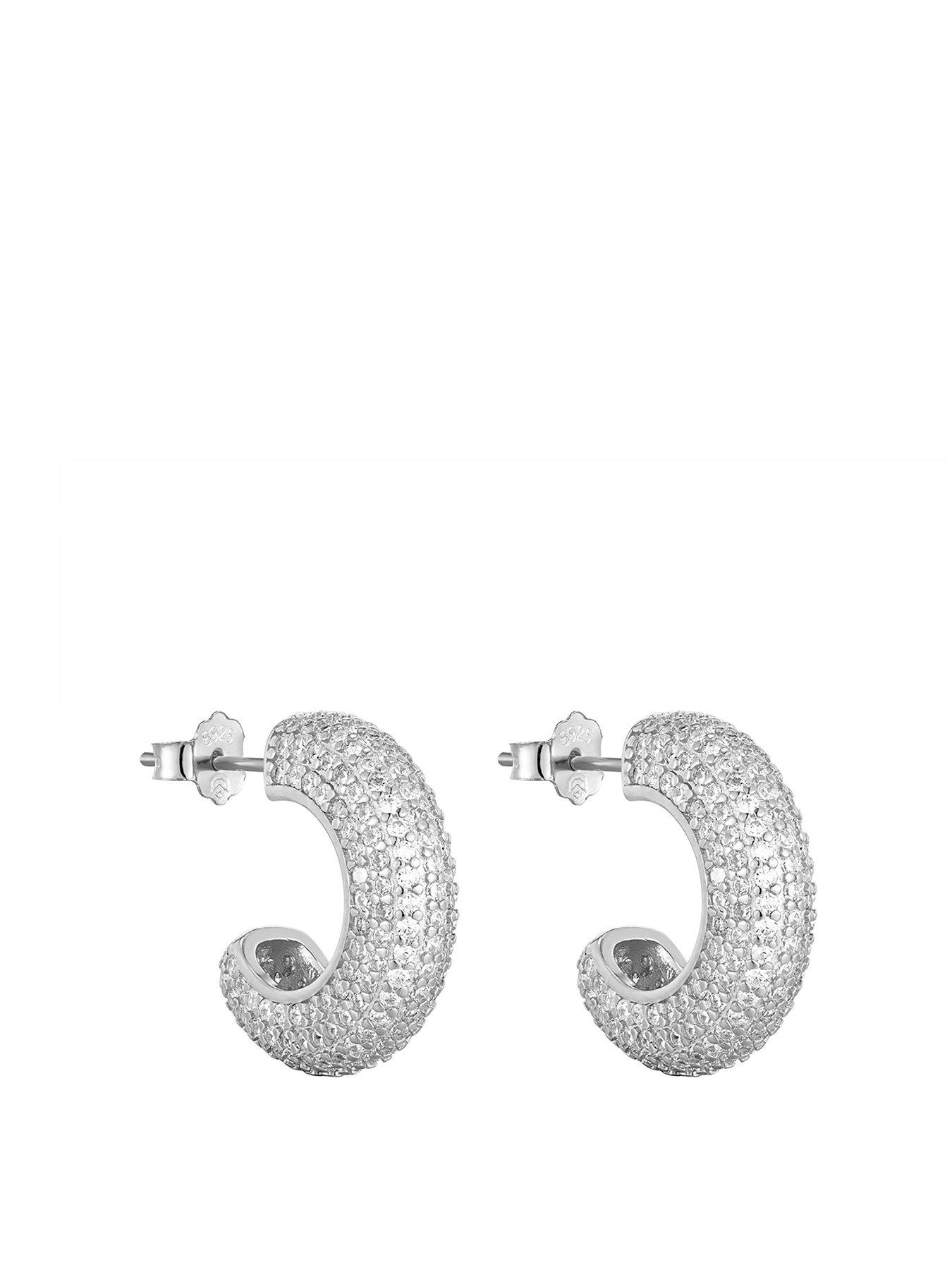 undefined CZ Pave Chunky Half Hoops