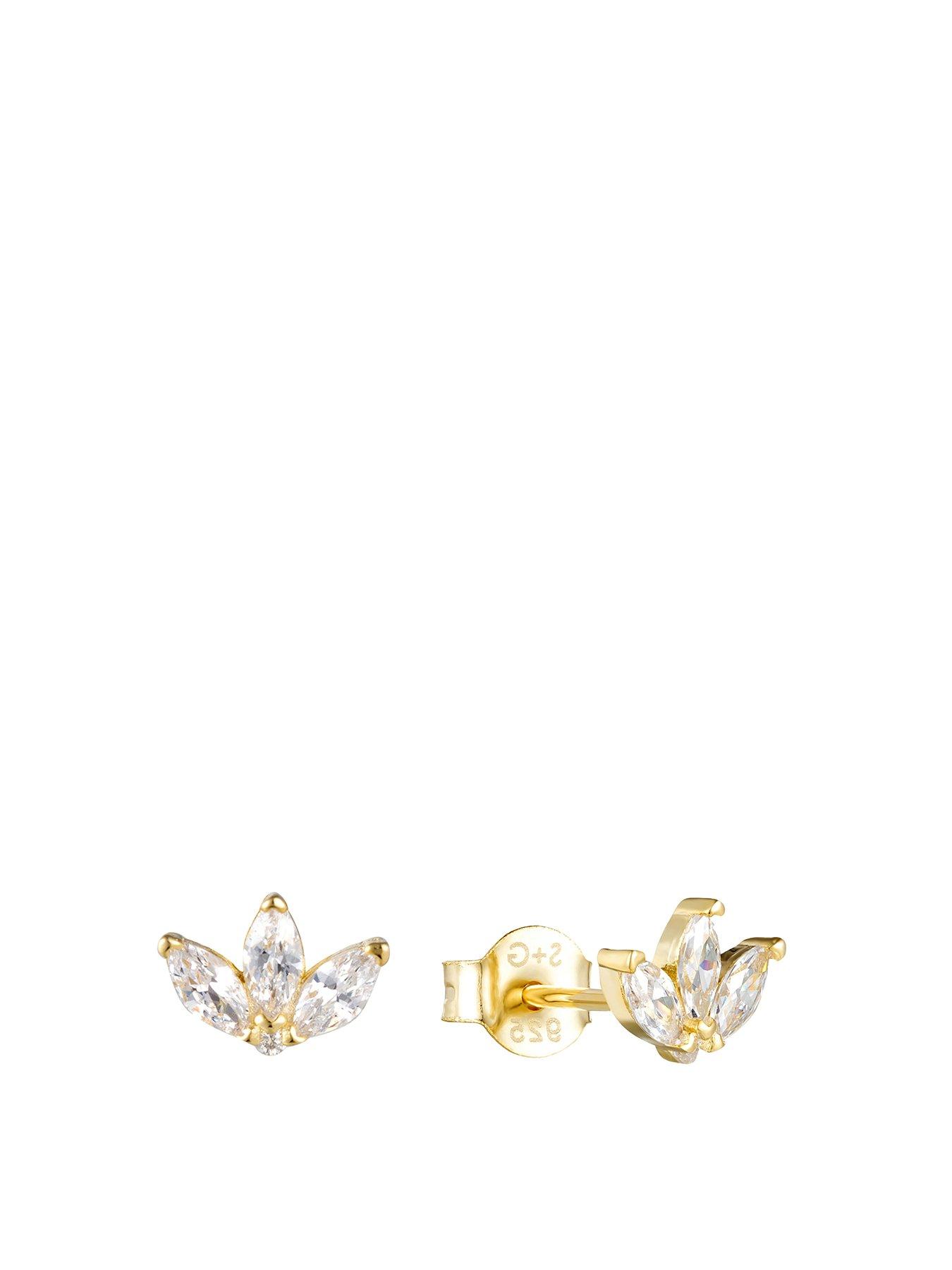 undefined CZ Lotus Stud Earrings