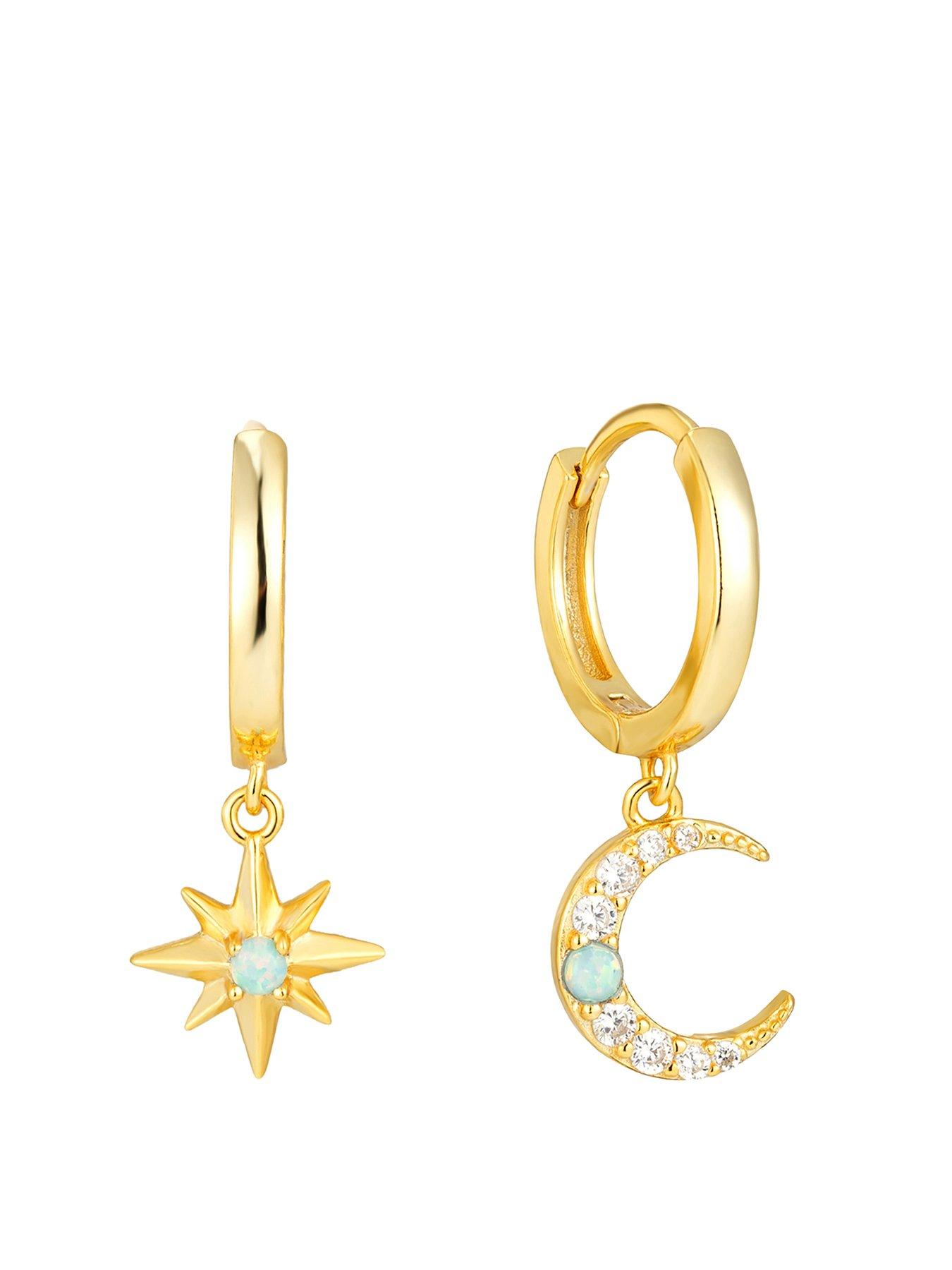 undefined Opal Northstar & Moon CZ Hoops