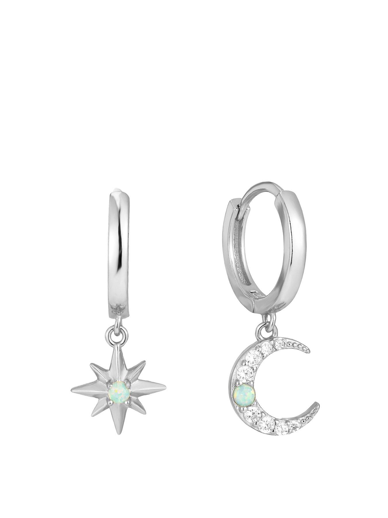 undefined Opal Northstar & Moon CZ Hoops